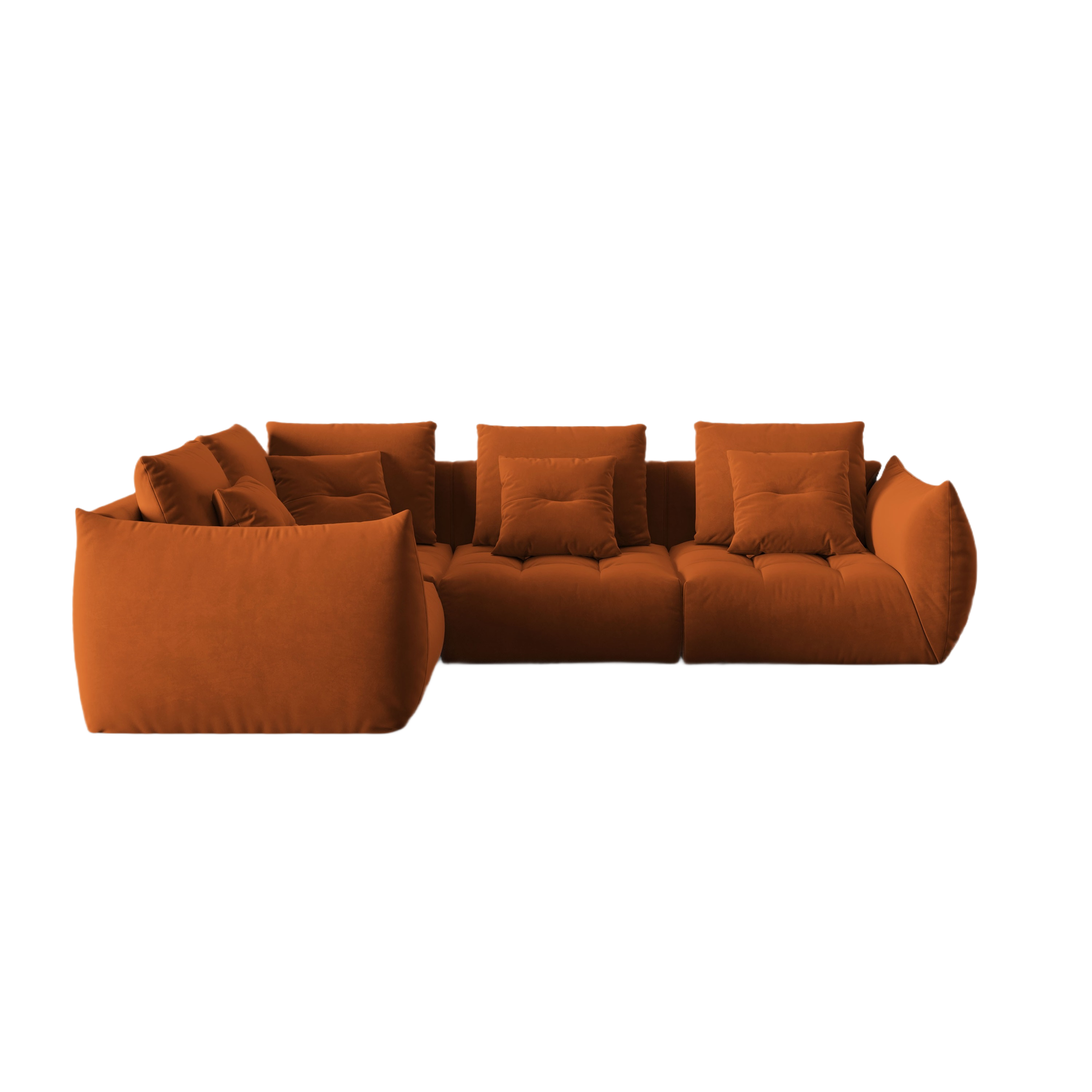 Narożnik aksamitny modułowy 3-osobowy lewostronny BLOOM terracotta
