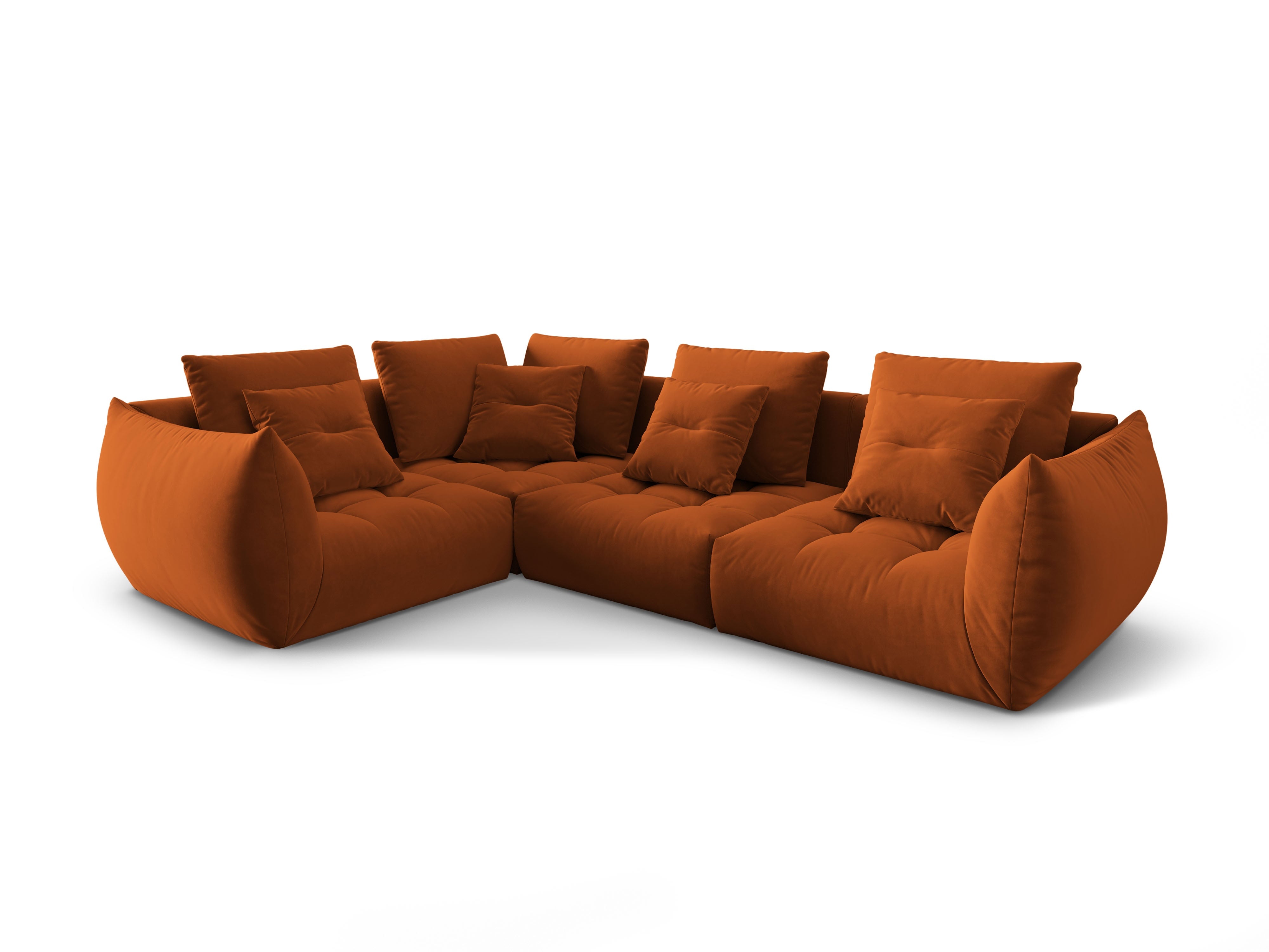 Narożnik aksamitny modułowy 3-osobowy lewostronny BLOOM terracotta