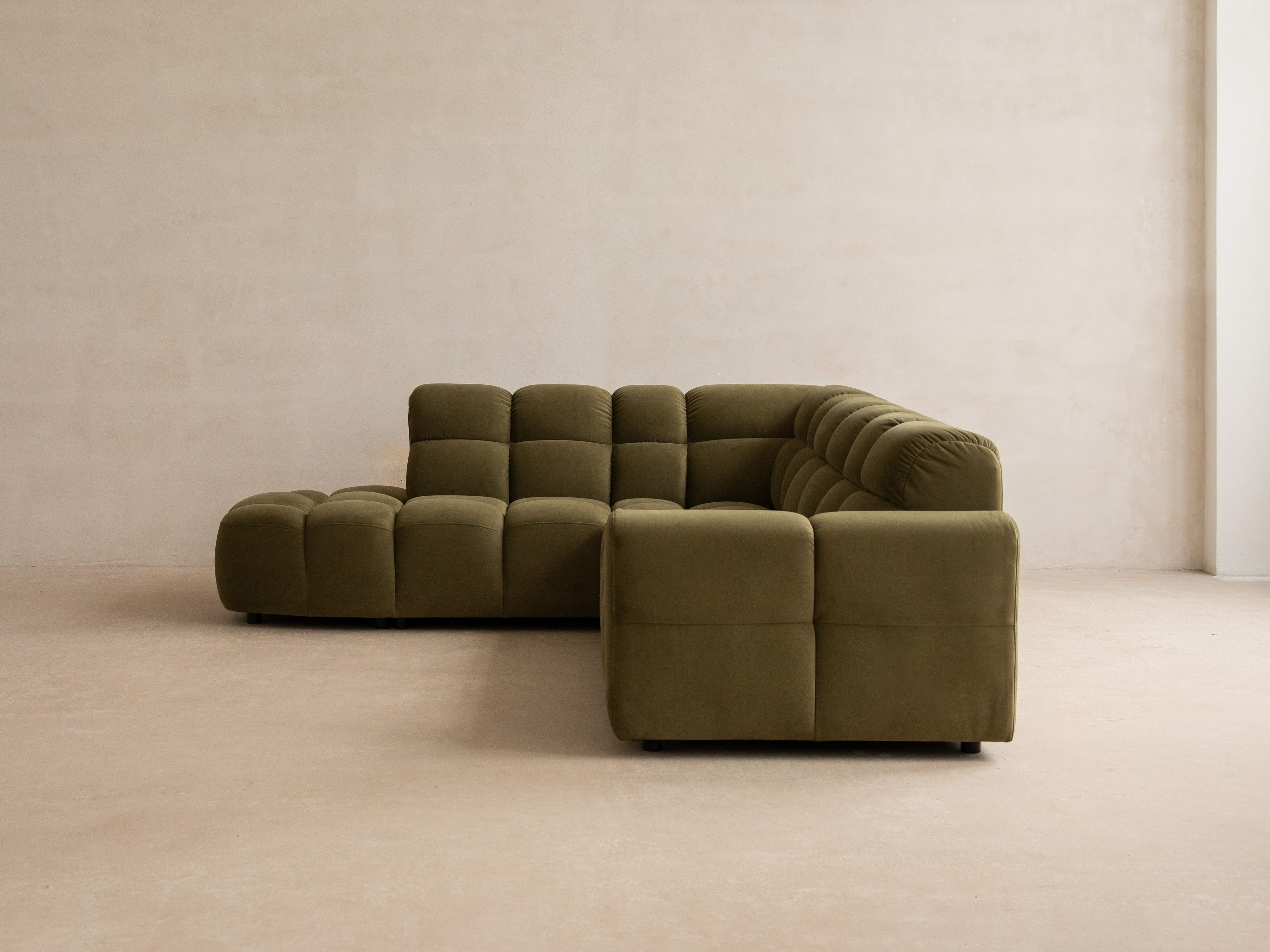 Left-facing panoramic corner sofa LISA sand chenille