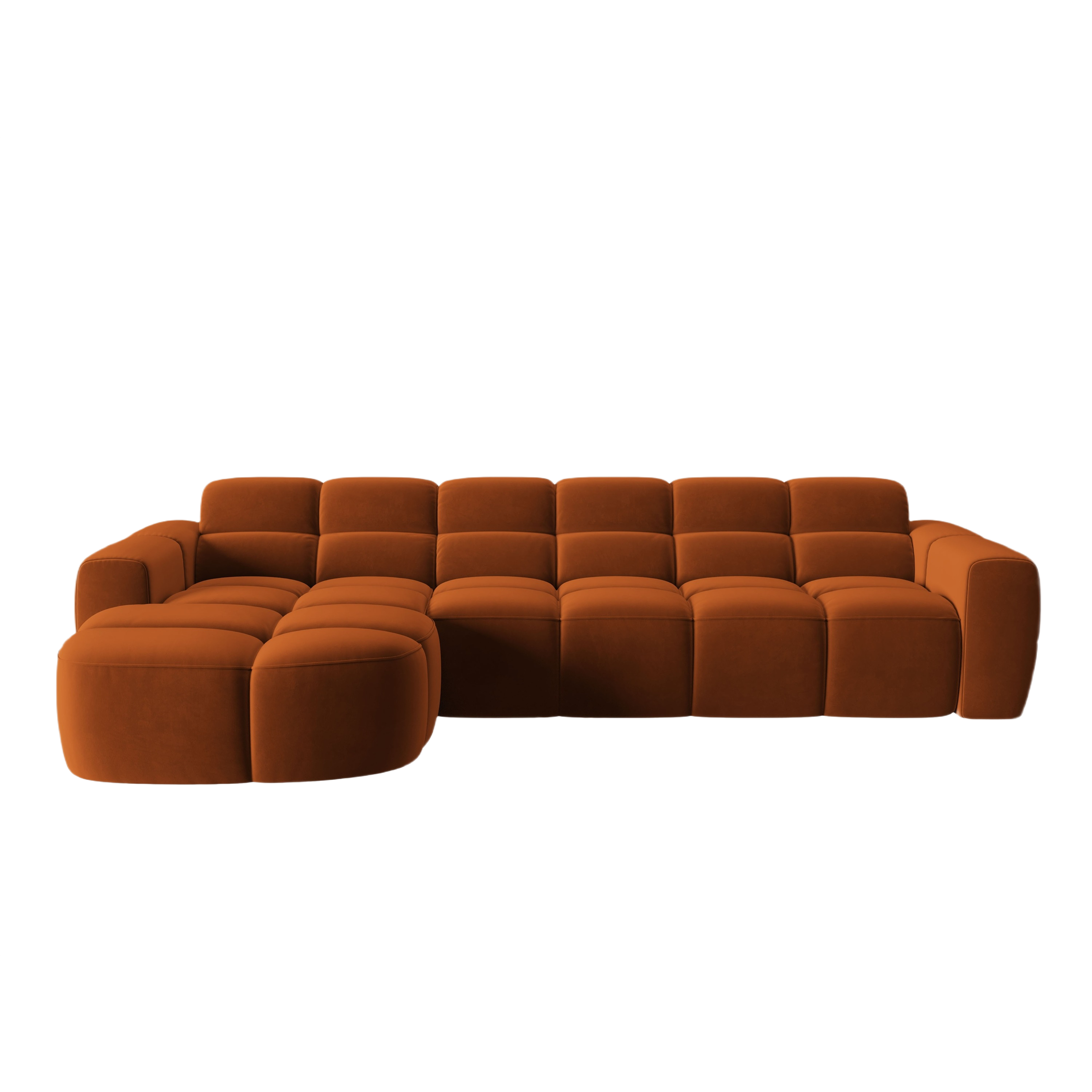 Velvet corner sofa LISA left side terracotta