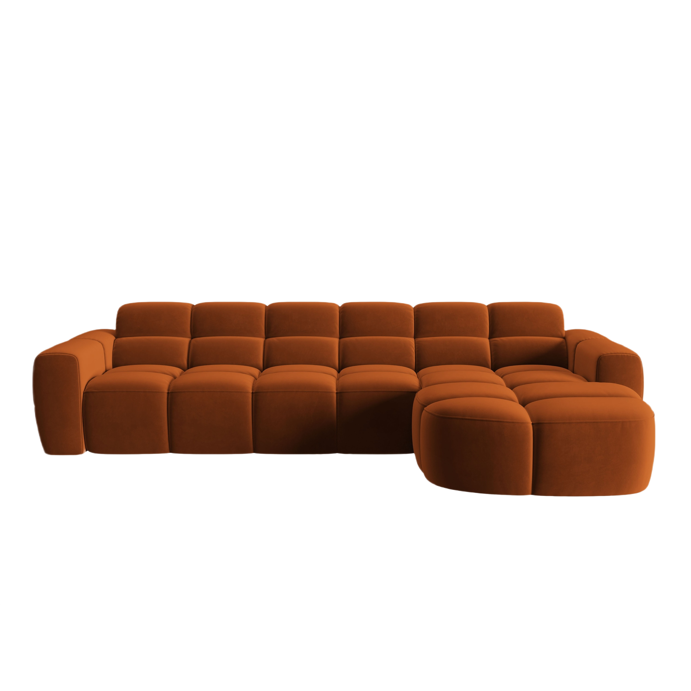 Velvet Corner Sofa Right Side LISA Terracotta