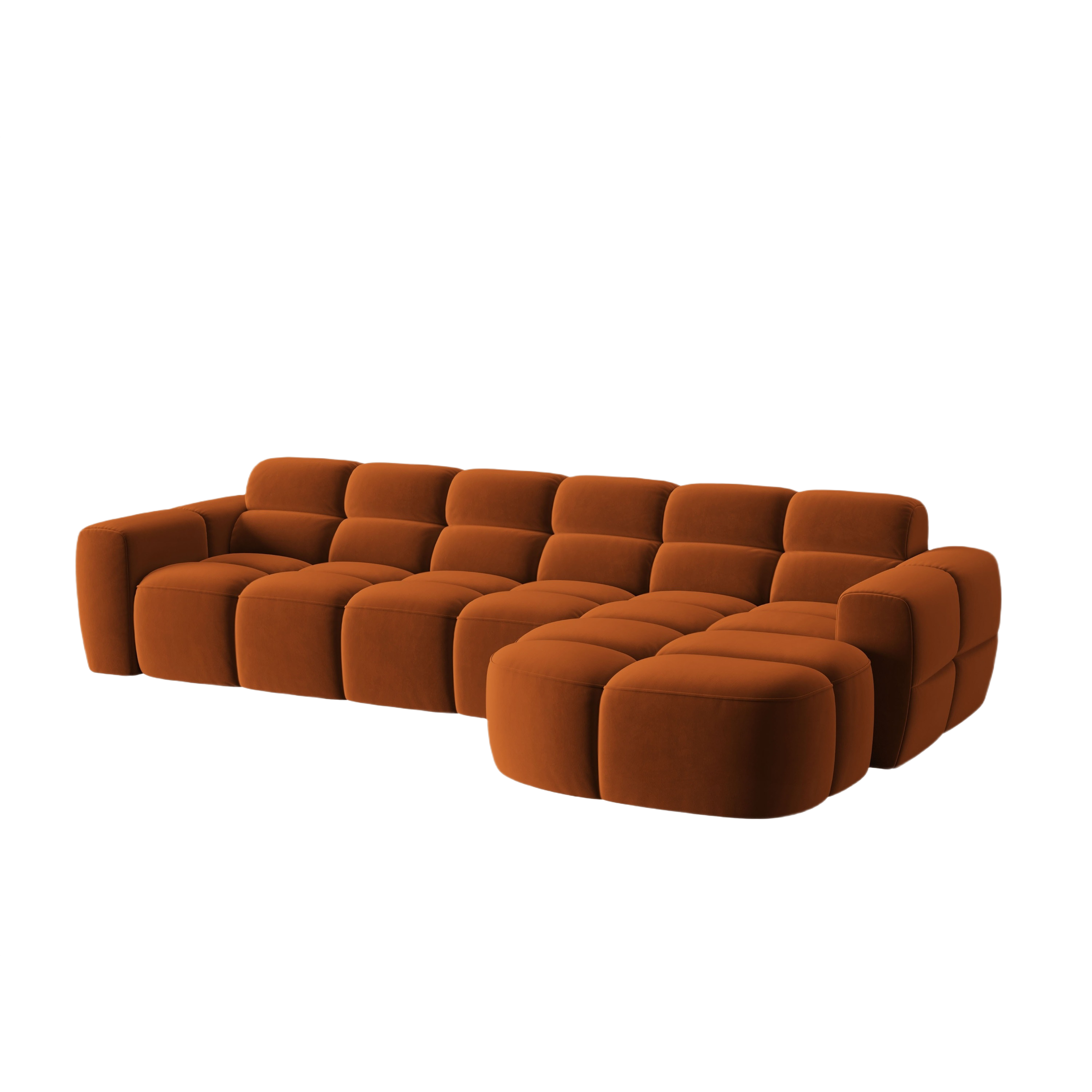 Velvet Corner Sofa Right Side LISA Terracotta