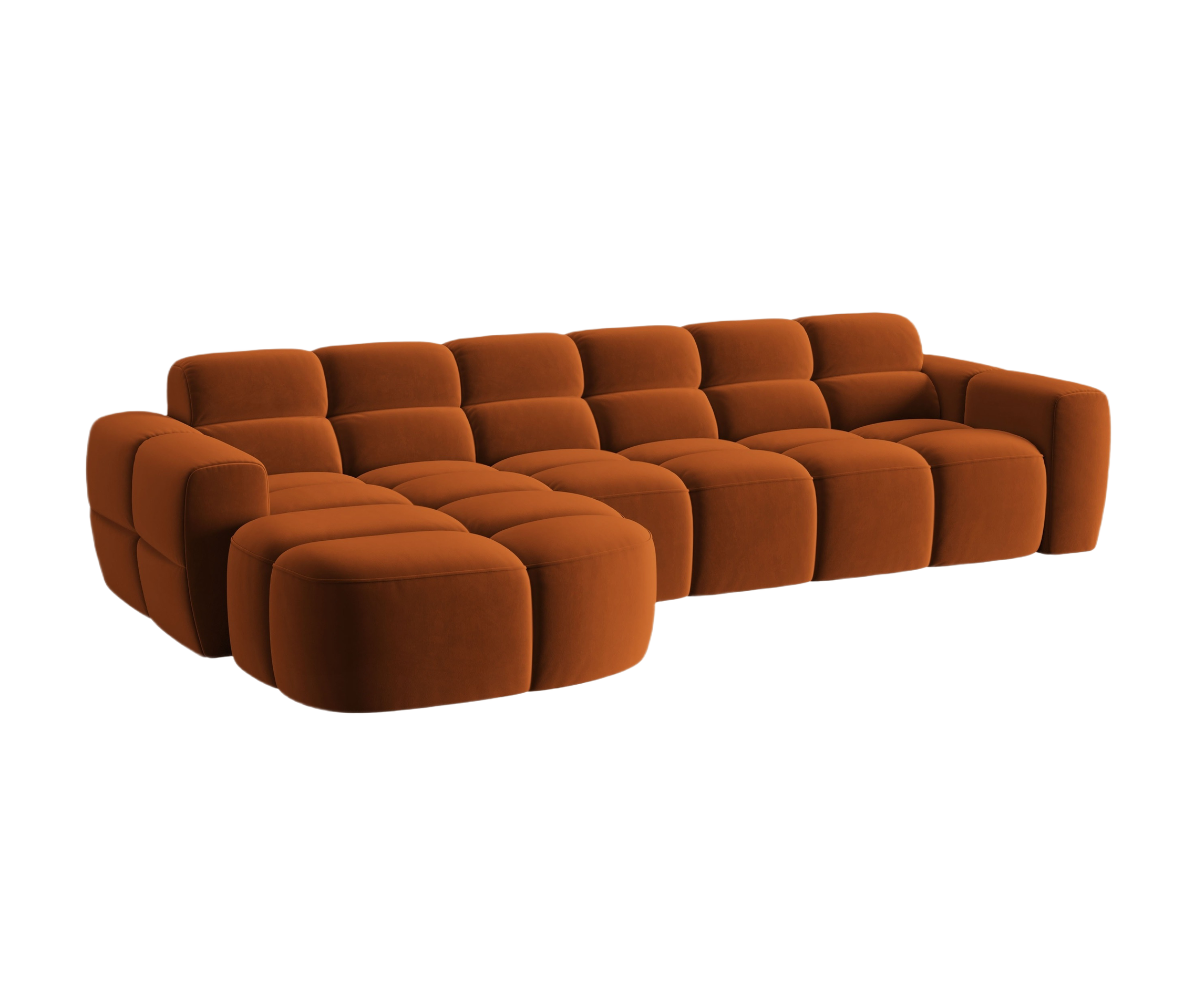 Velvet corner sofa LISA left side terracotta