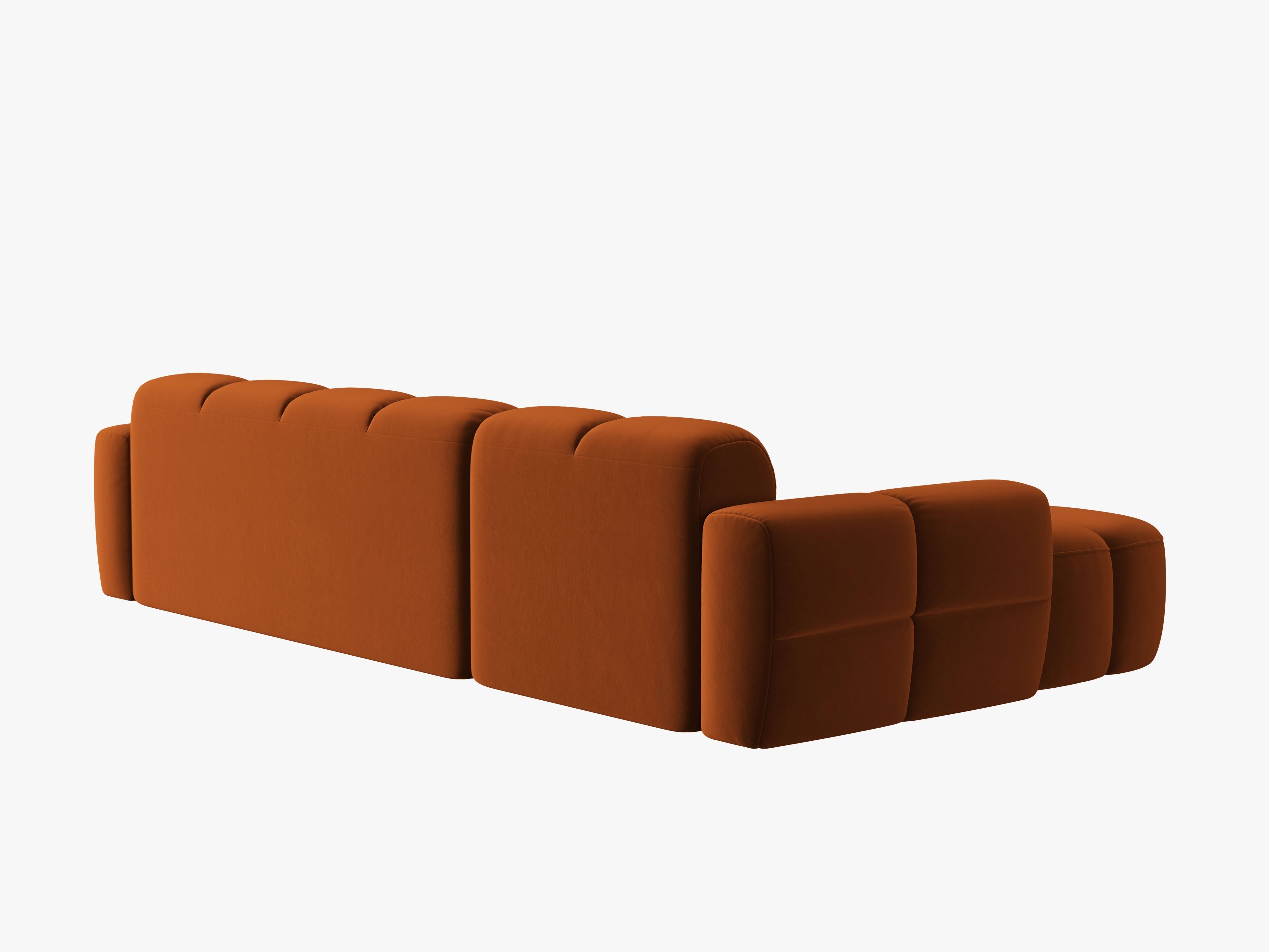Velvet corner sofa LISA left side terracotta