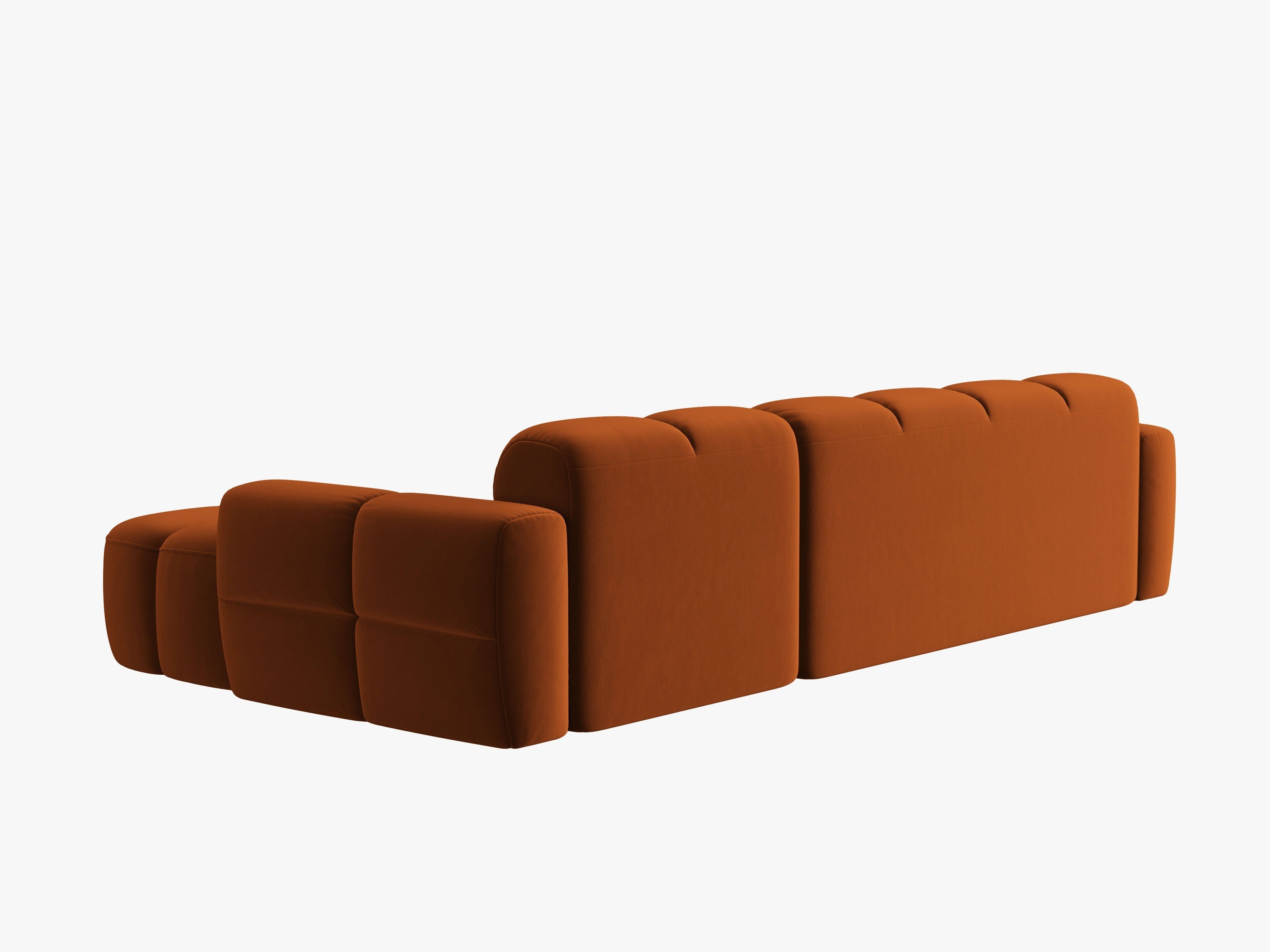 Velvet Corner Sofa Right Side LISA Terracotta