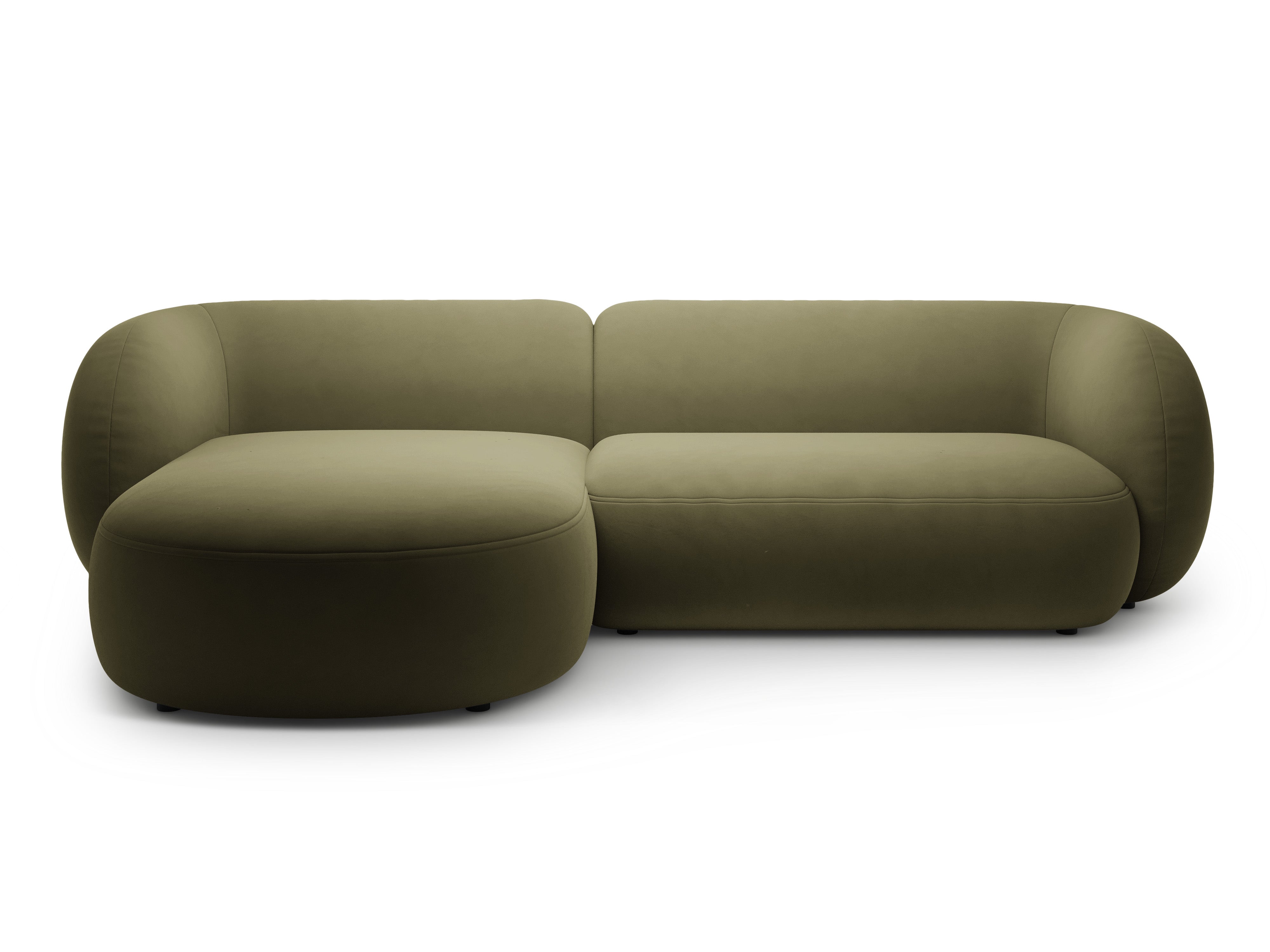 Samt-Ecksofa linksseitig 3-sitzig KATE grün