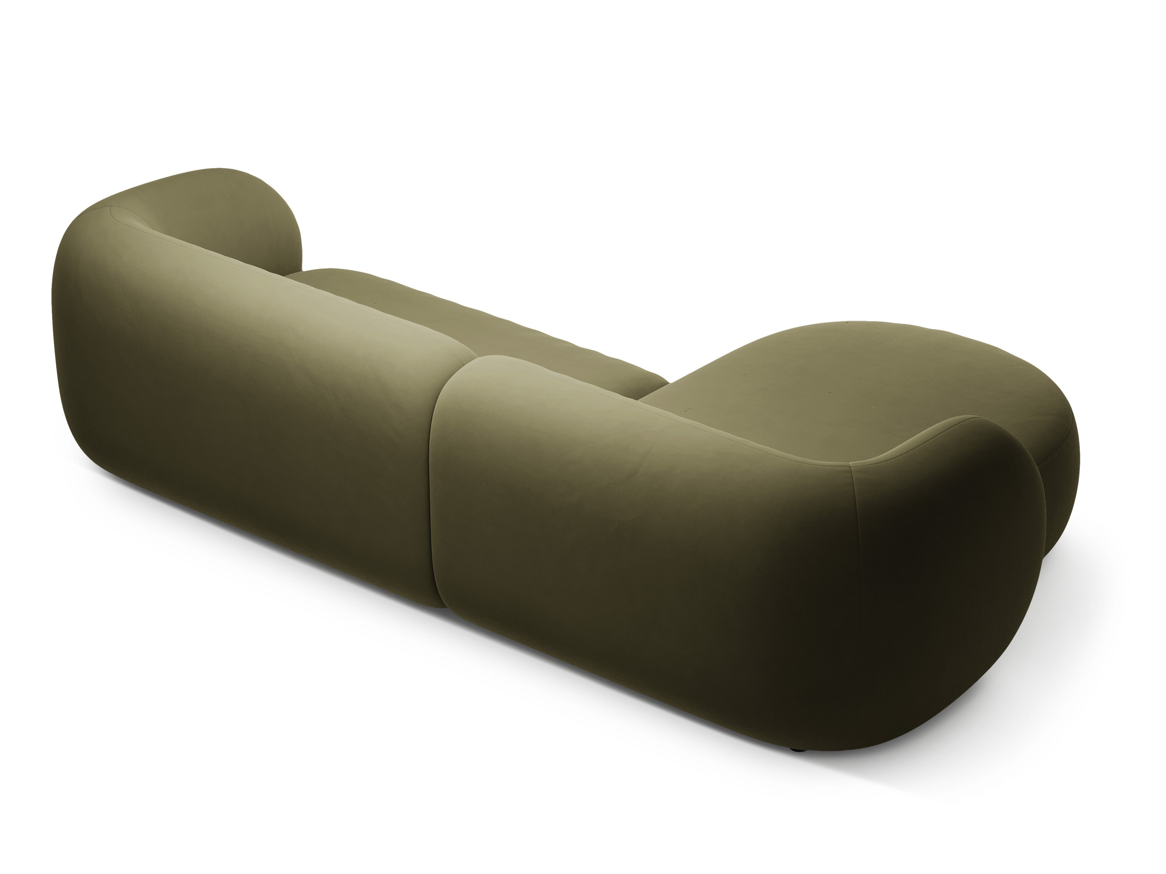 Samt-Ecksofa linksseitig 3-sitzig KATE grün