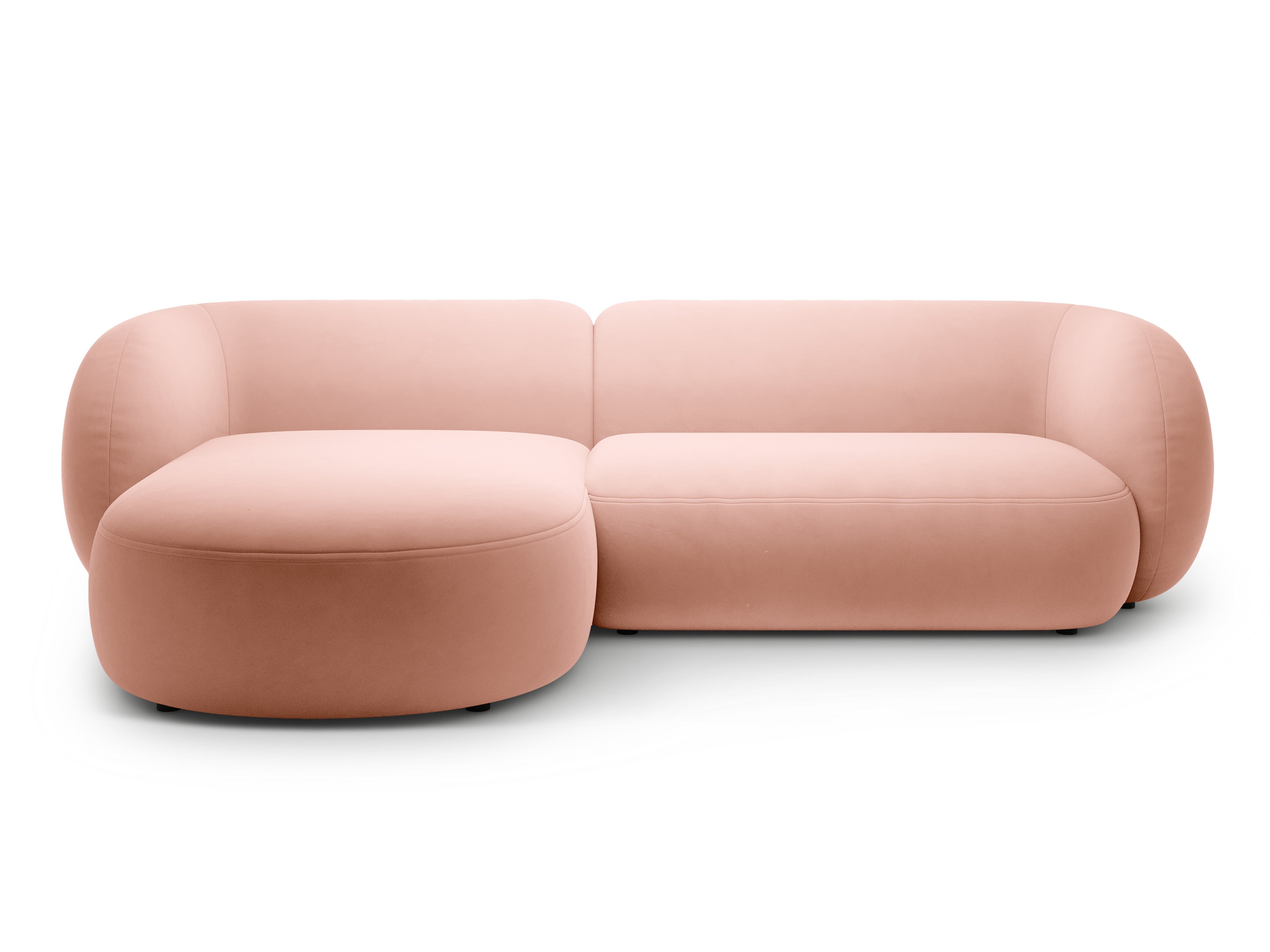 Samt-Ecksofa linksseitig 3-sitzig KATE rosa