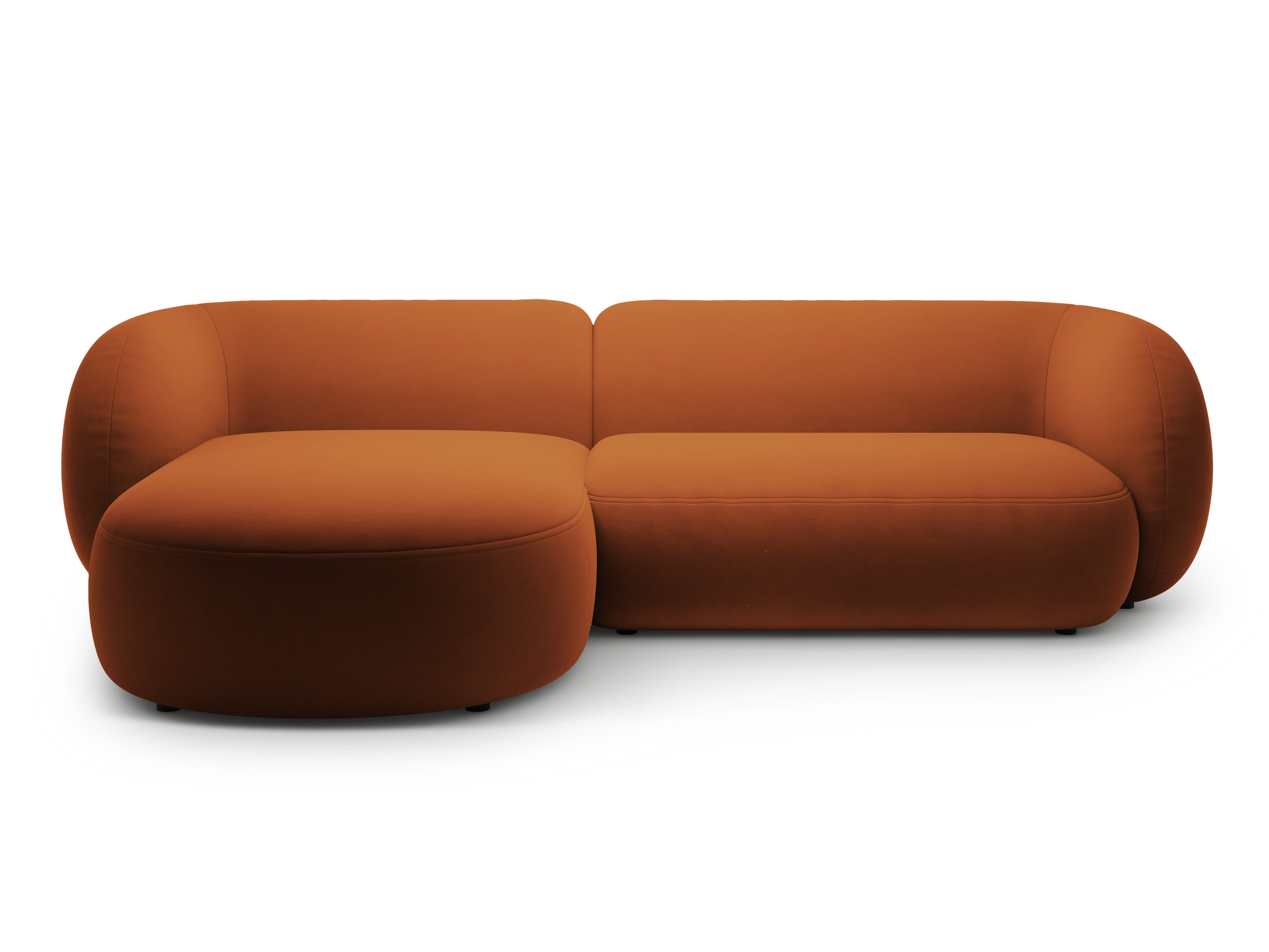 Samt-Ecksofa linksseitig 3-sitzig KATE terracotta