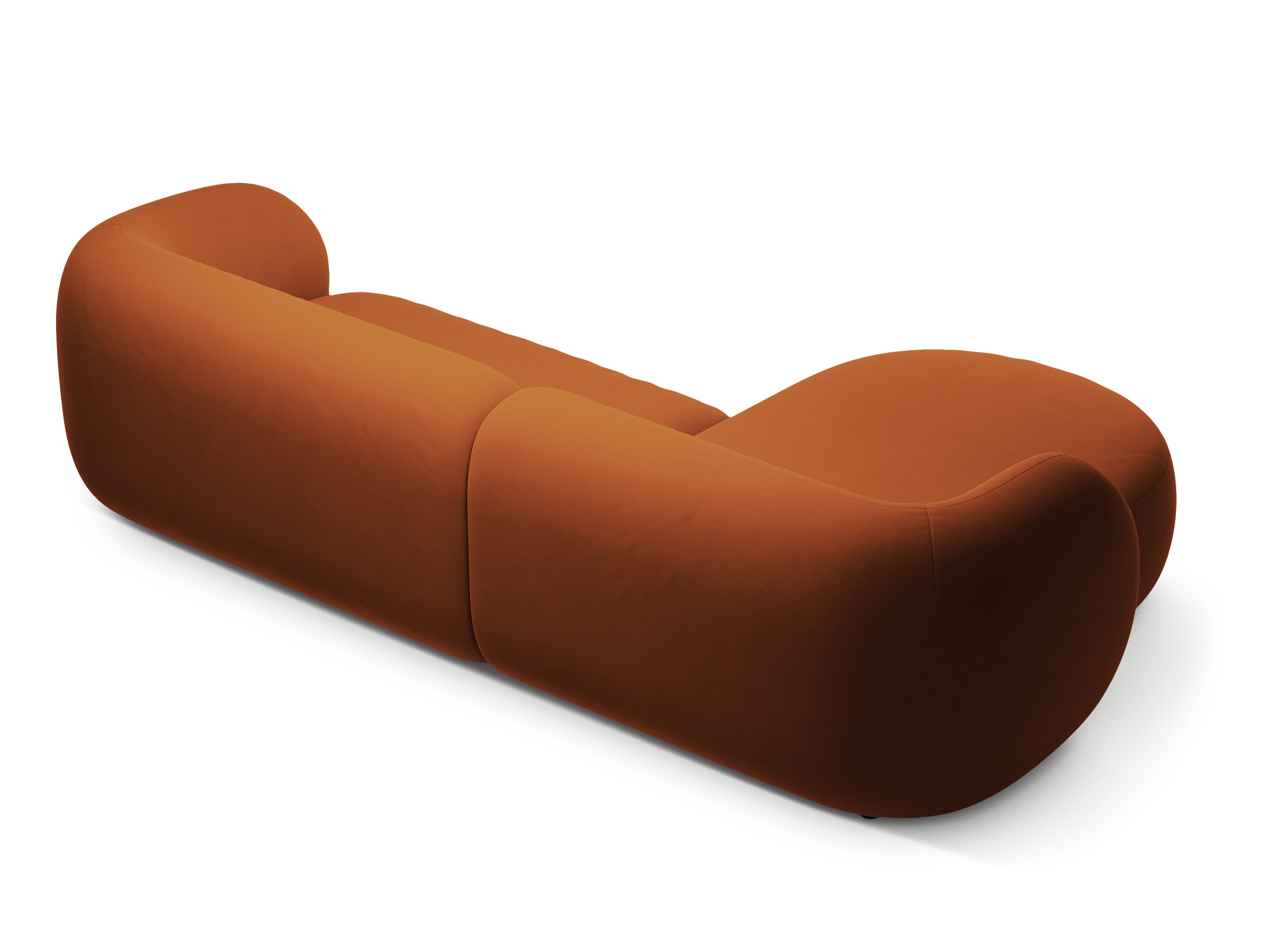 Samt-Ecksofa linksseitig 3-sitzig KATE terracotta