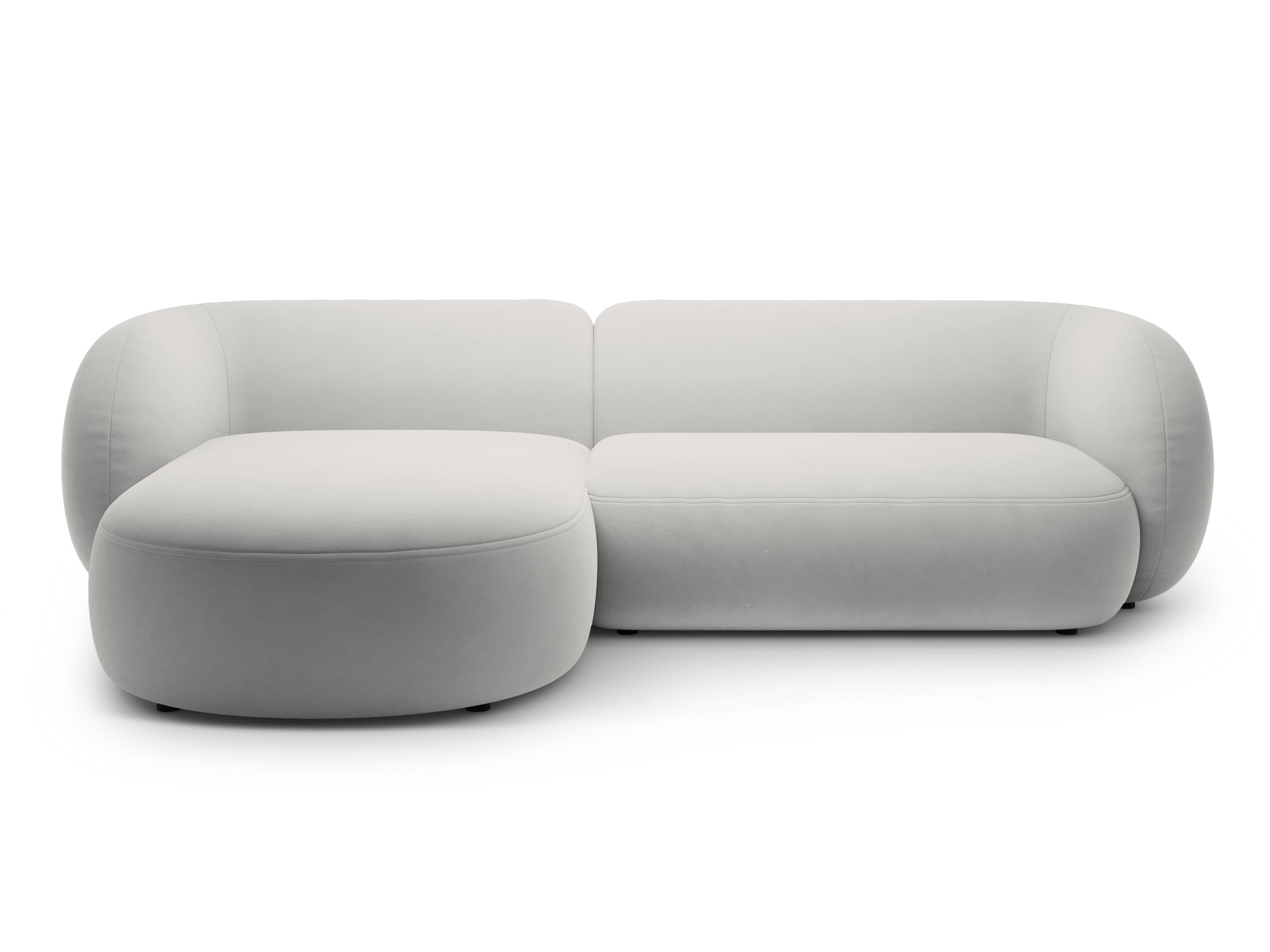 Samt-Ecksofa linksseitig 3-sitzig KATE hellgrau