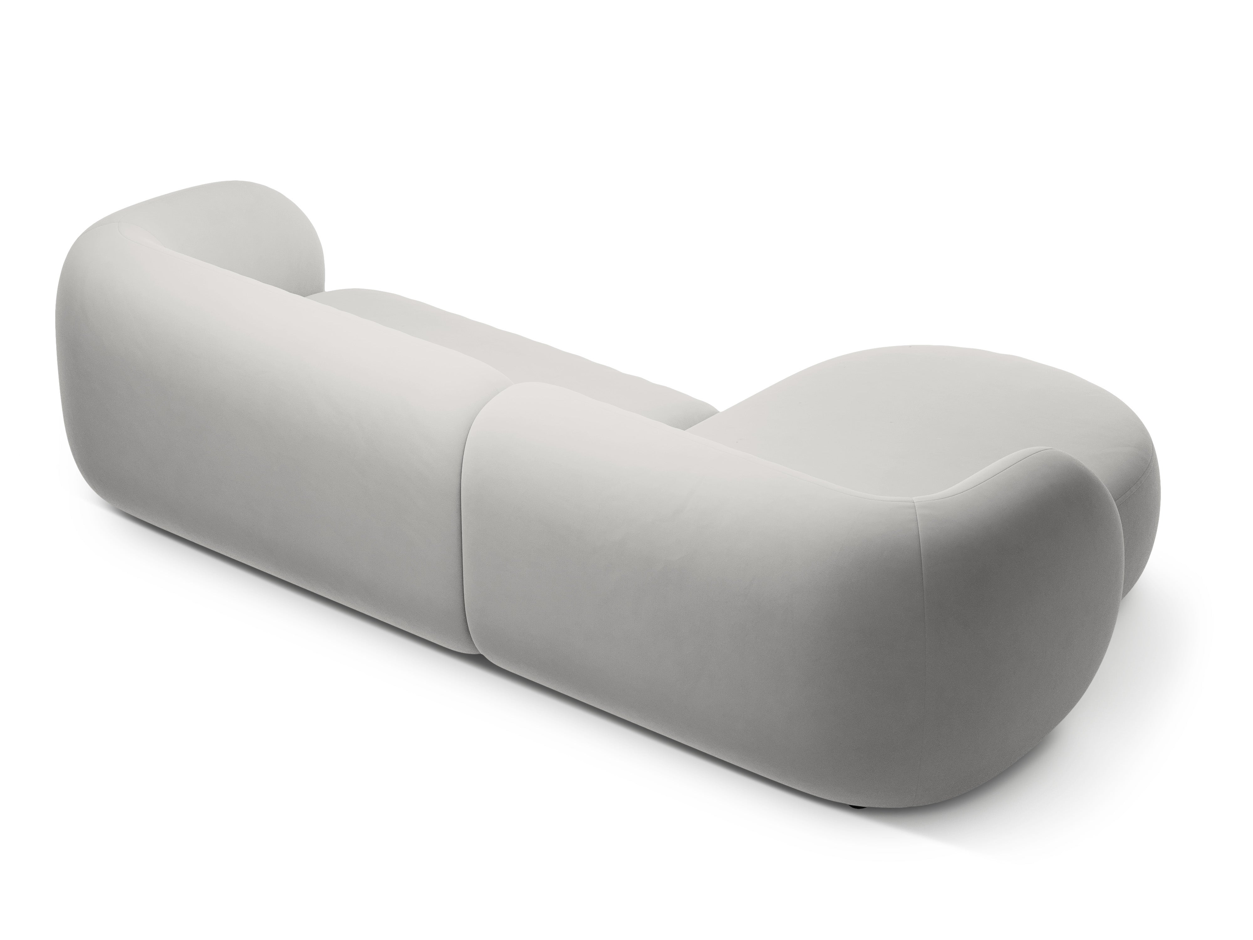 Samt-Ecksofa linksseitig 3-sitzig KATE hellgrau