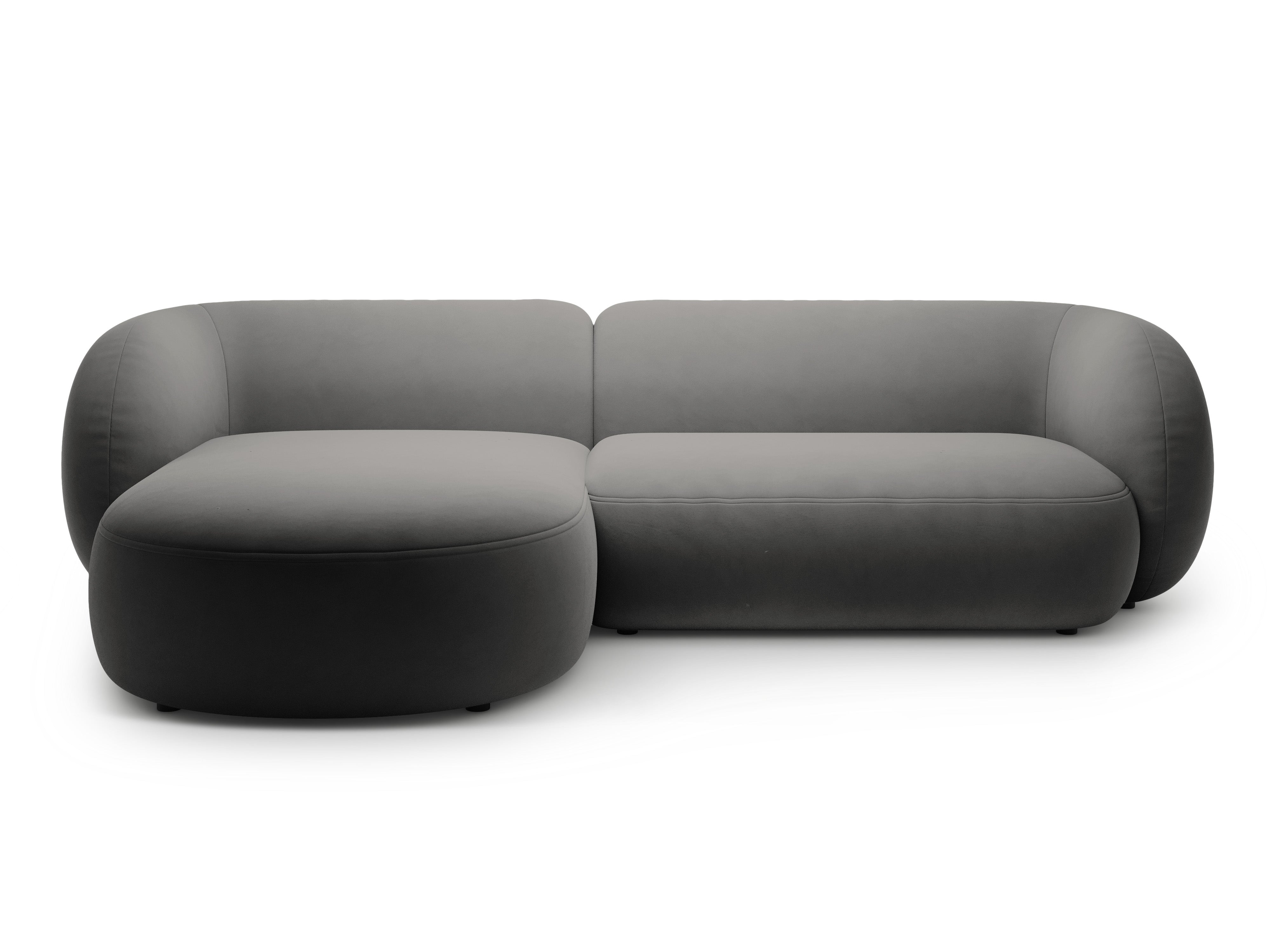 Samt-Ecksofa linksseitig 3-sitzig KATE dunkelgrau