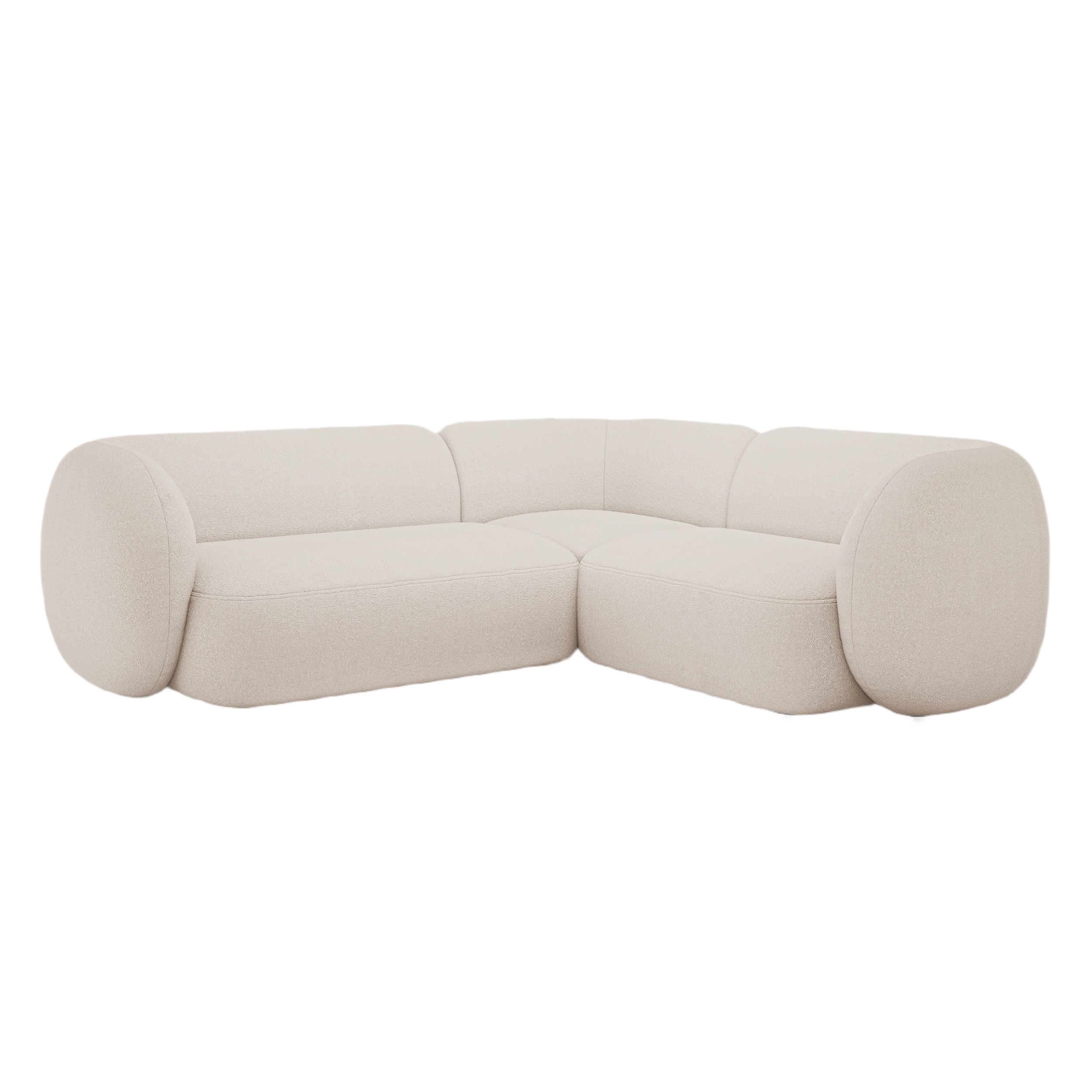 Rechtsseitige 4-Sitzer Eckcouch KATE beige Boucle
