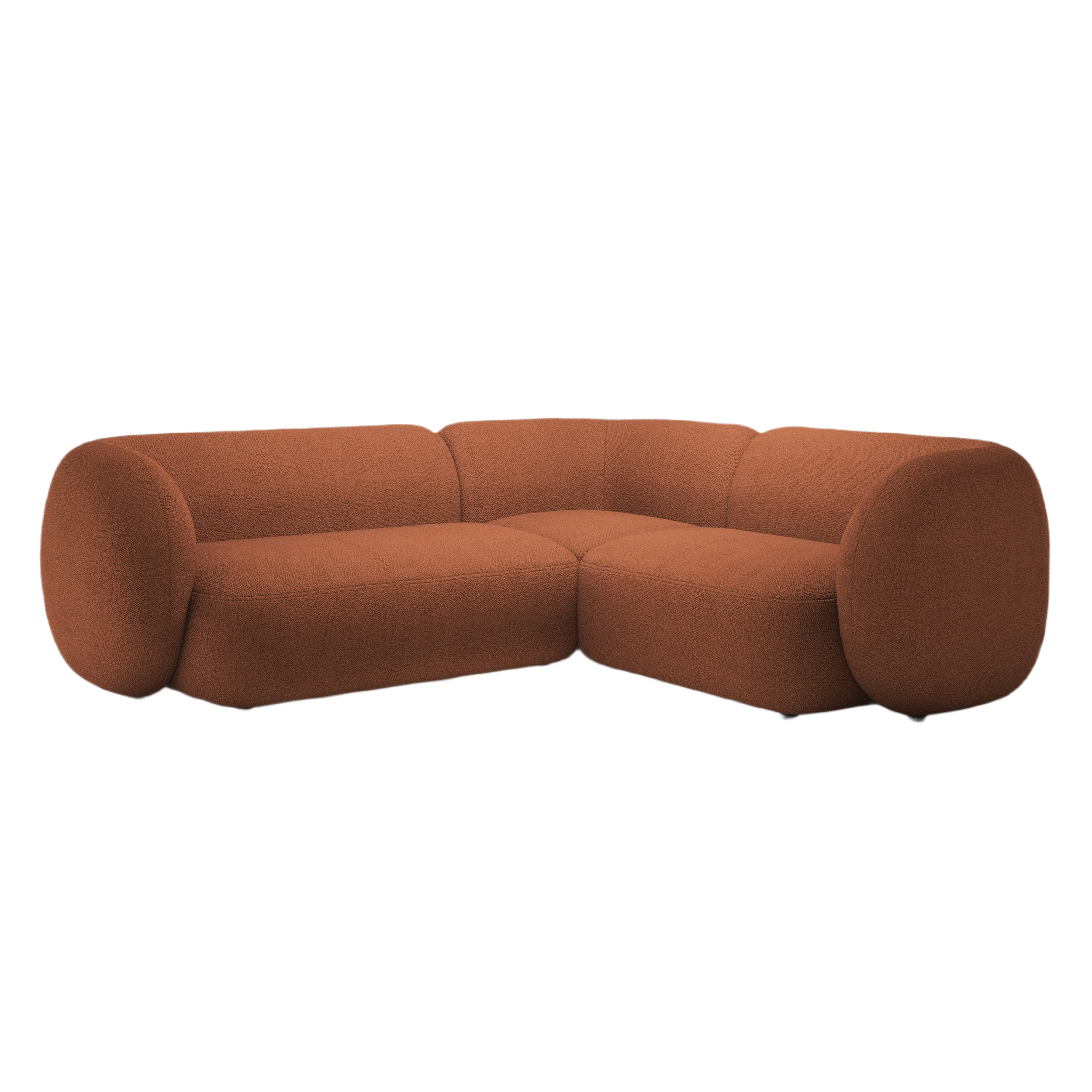 Rechtsseitige 4-Sitzer-Eckcouch KATE terracotta Boucle