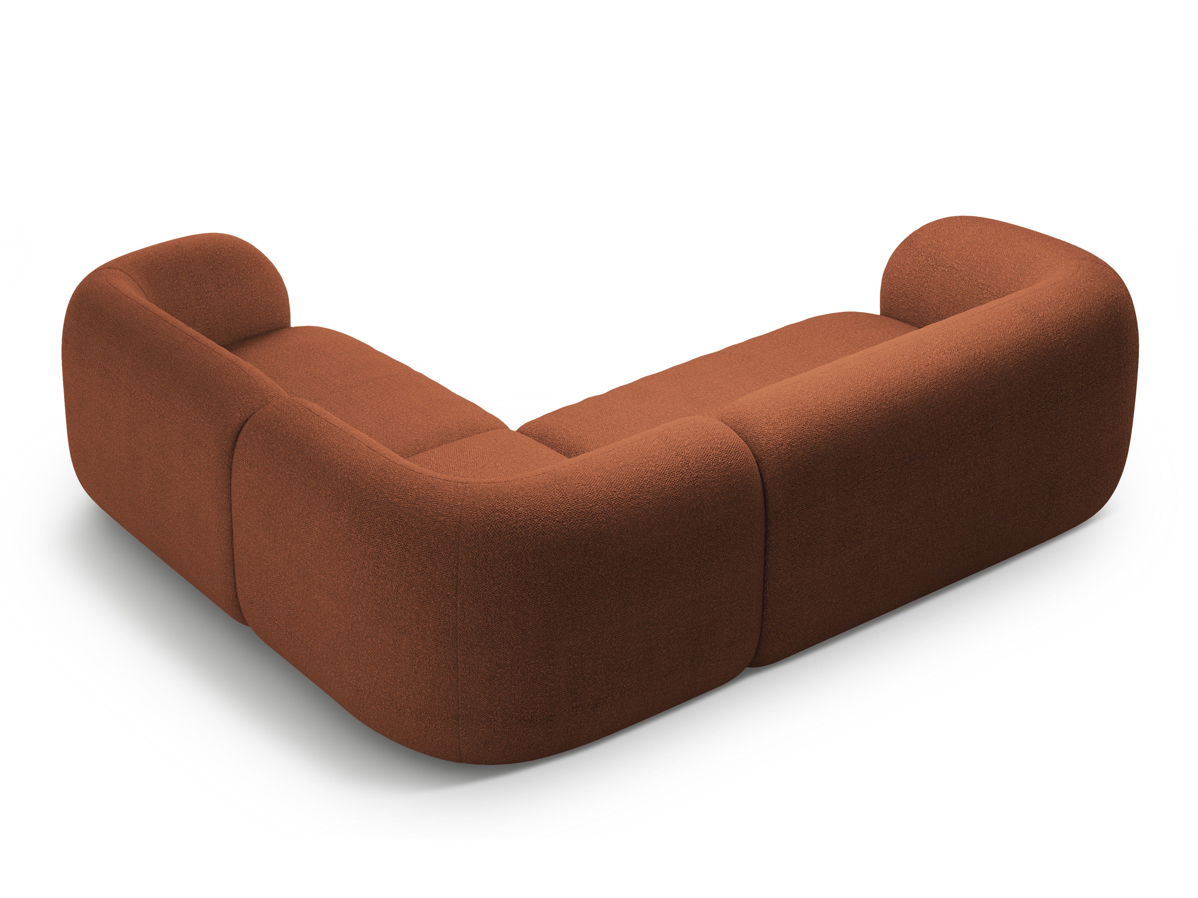 Rechtsseitige 4-Sitzer-Eckcouch KATE terracotta Boucle