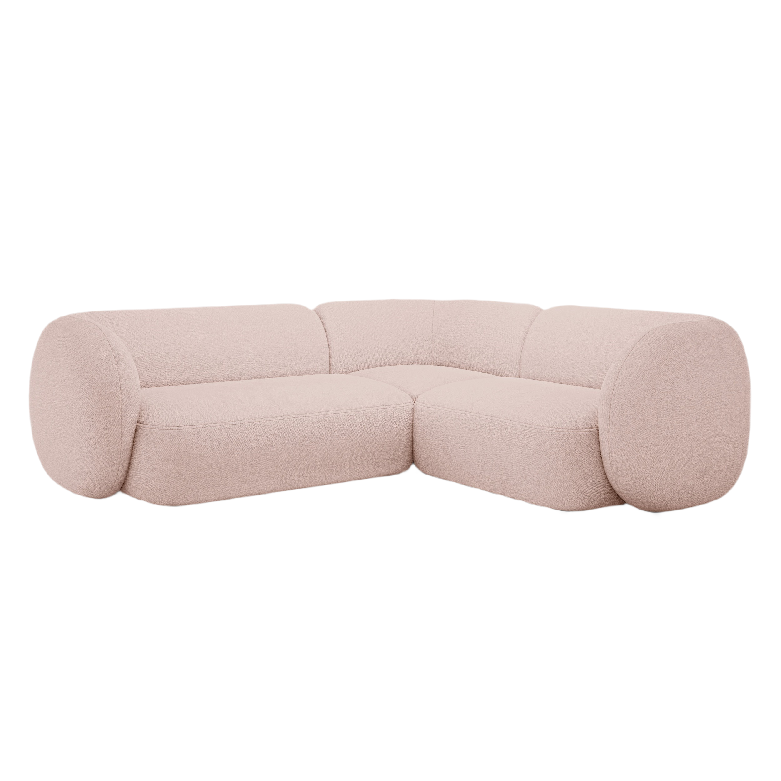 Rechtsseitige 4-Sitzer-Eckcouch KATE in rosa Boucle