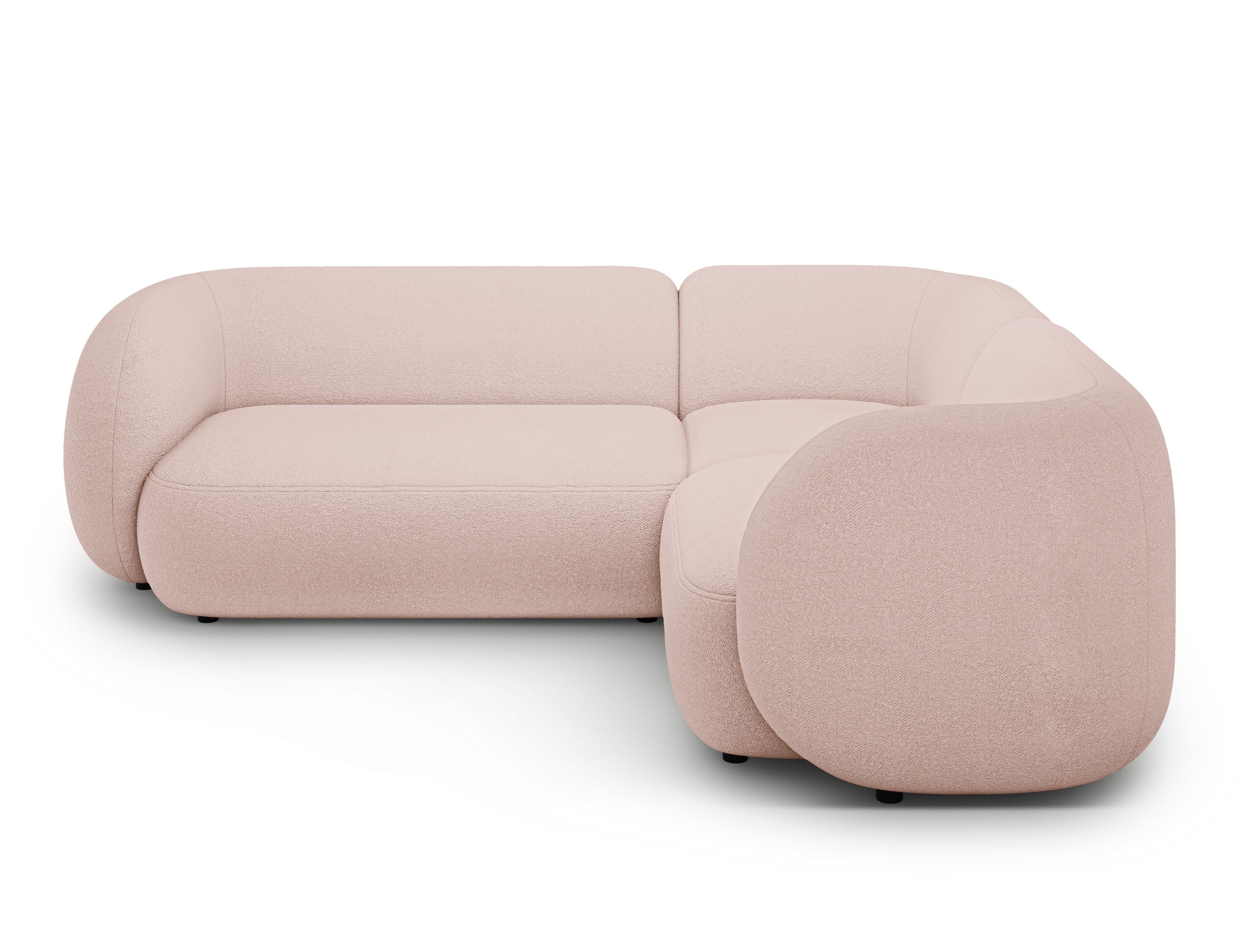 Rechtsseitige 4-Sitzer-Eckcouch KATE in rosa Boucle