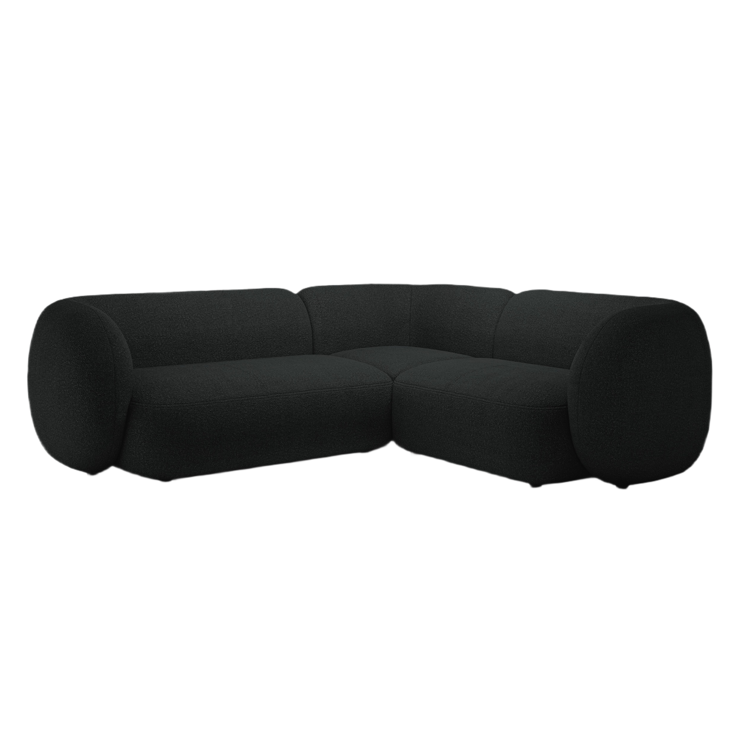 Rechtsseitige 4-Sitzer Eckcouch KATE schwarzes Boucle