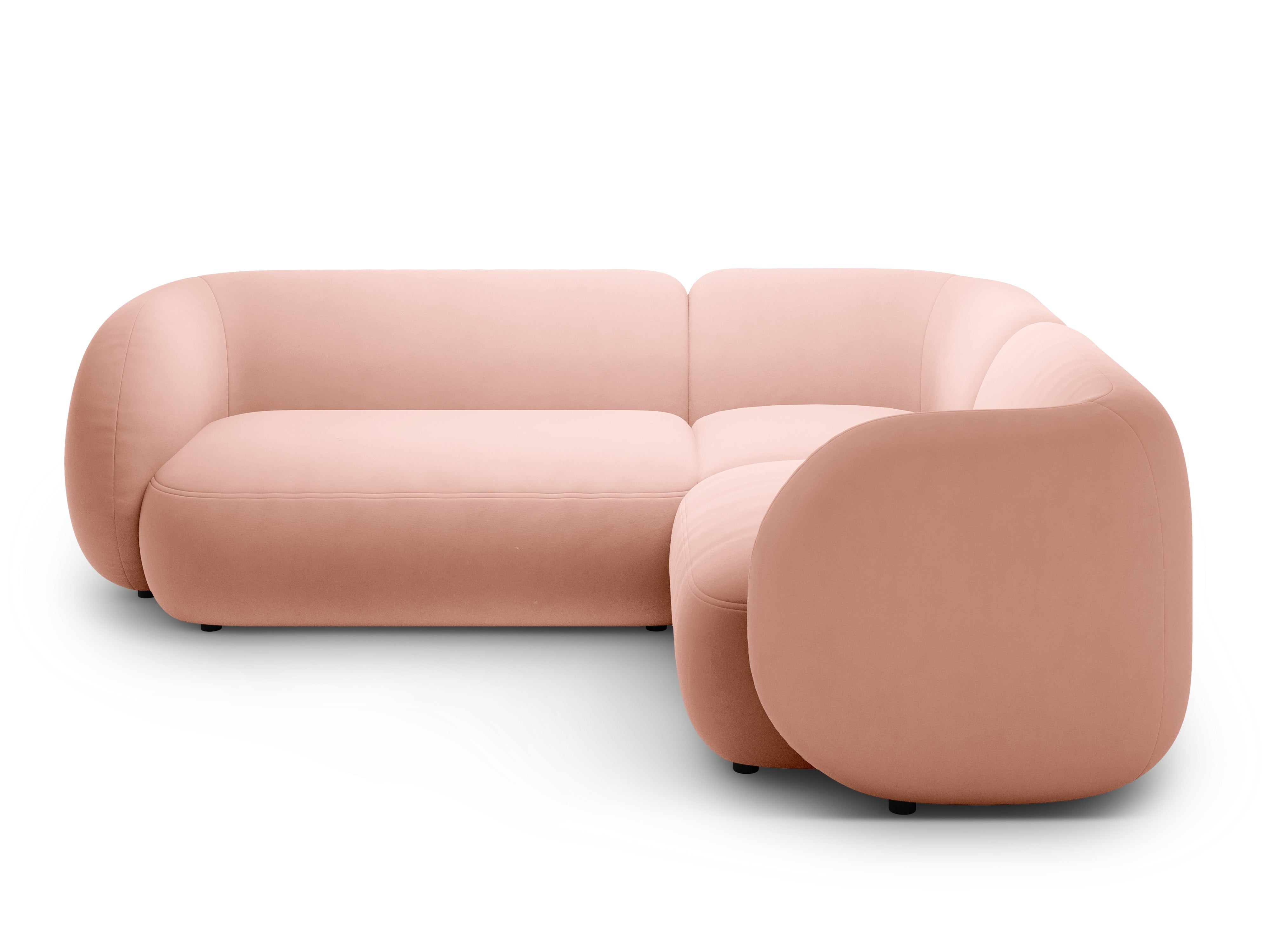 Samt-Ecksofa rechtsseitig für 4 Personen KATE rosa