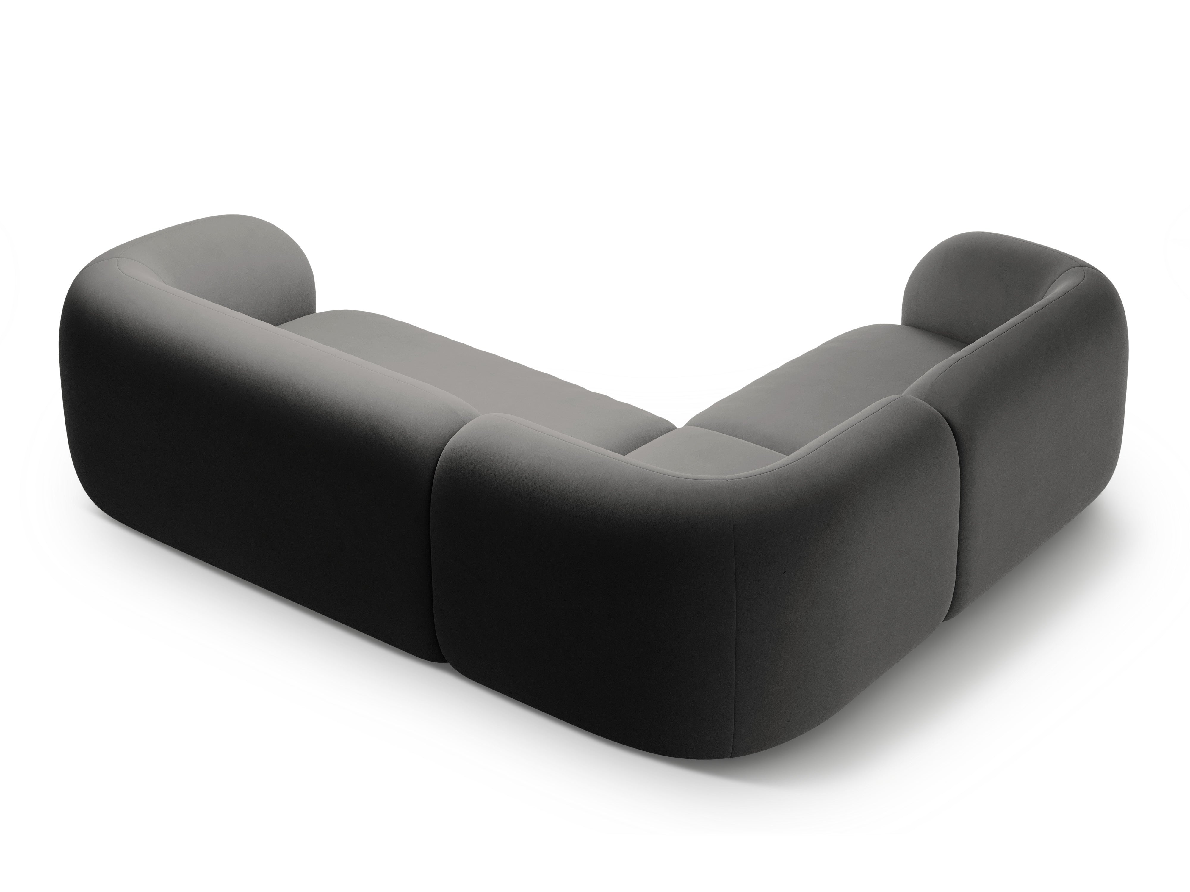 Samt-Ecksofa linksseitig für 4 Personen KATE dunkelgrau