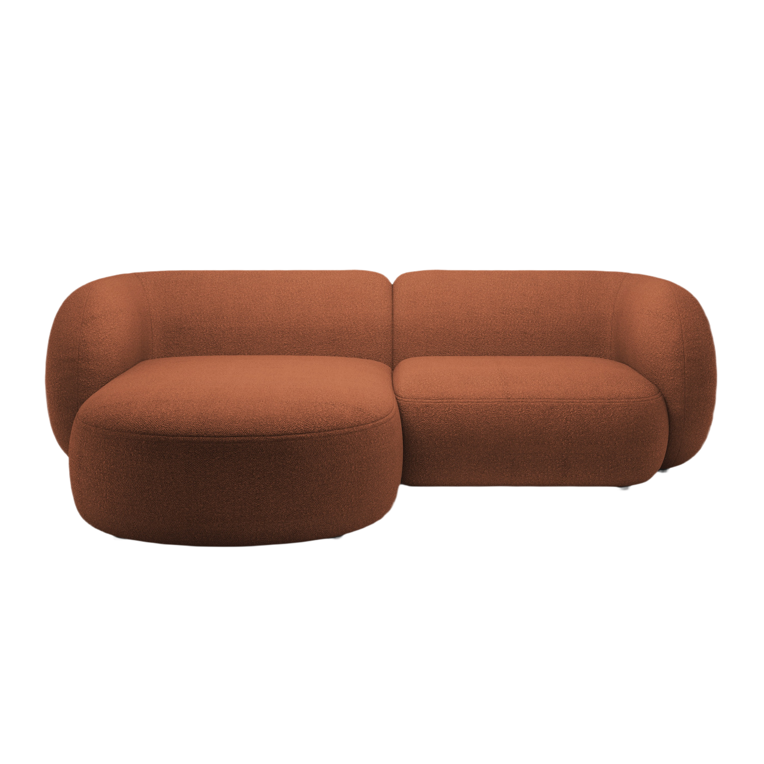 Linksseitiges 2-Sitzer-Sofa KATE terracotta Boucle