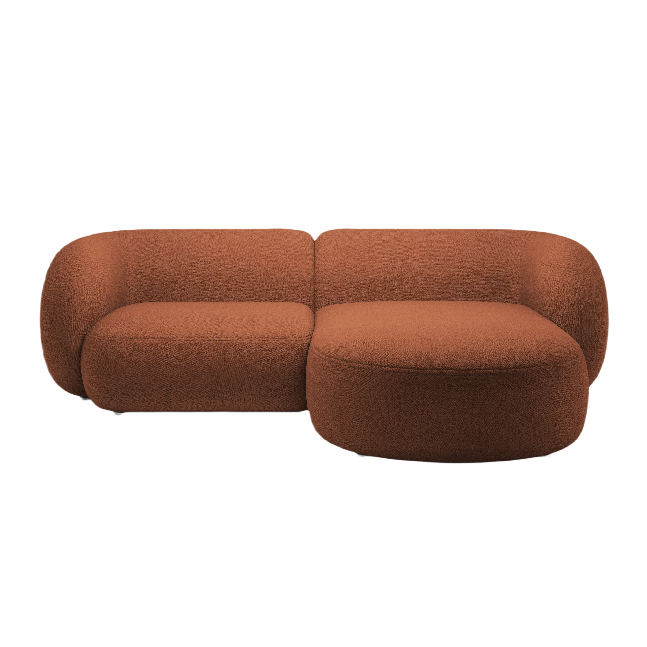 Rechtsseitige 2-Sitzer-Eckcouch KATE terracotta Boucle