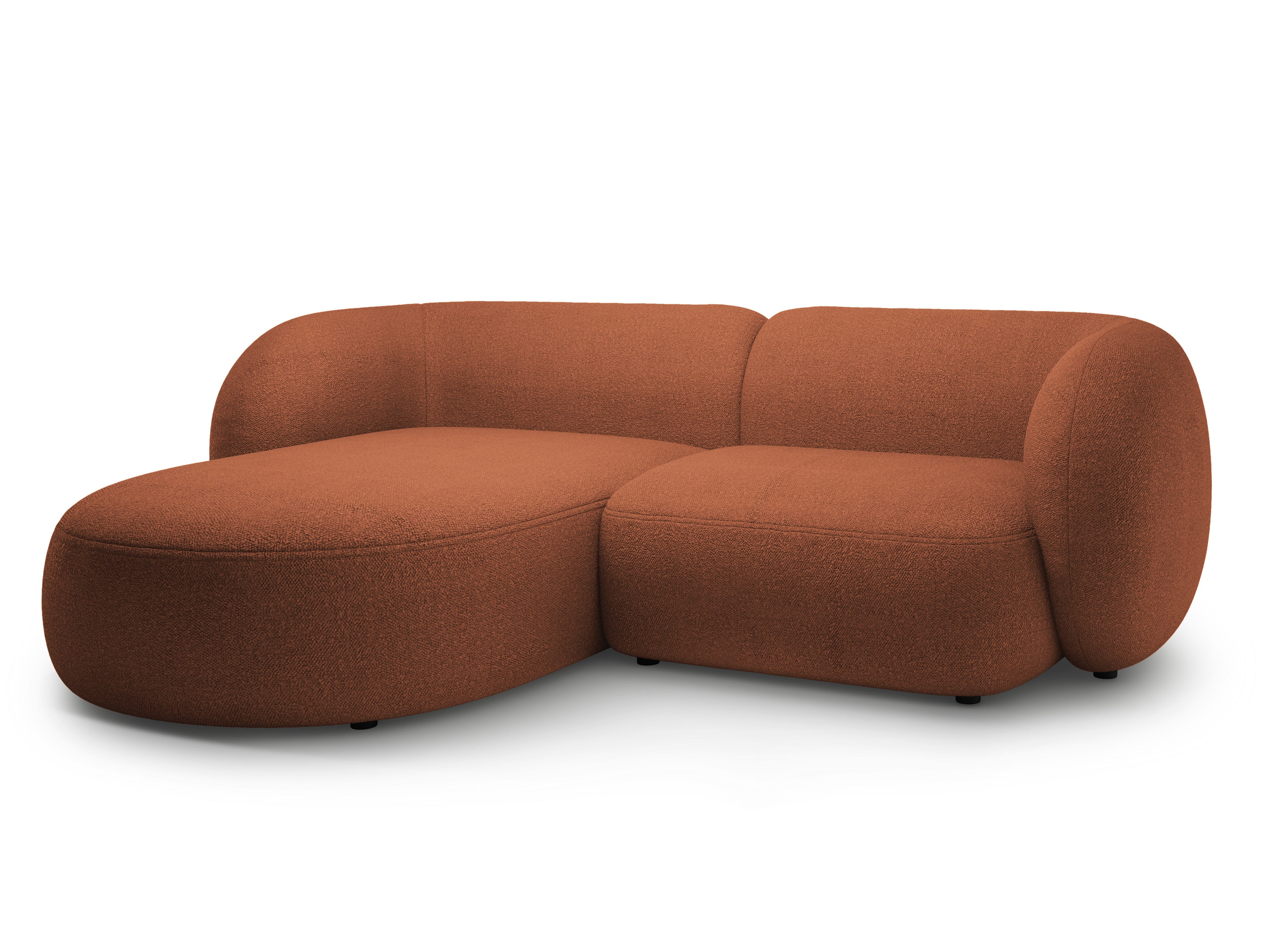Linksseitiges 2-Sitzer-Sofa KATE terracotta Boucle