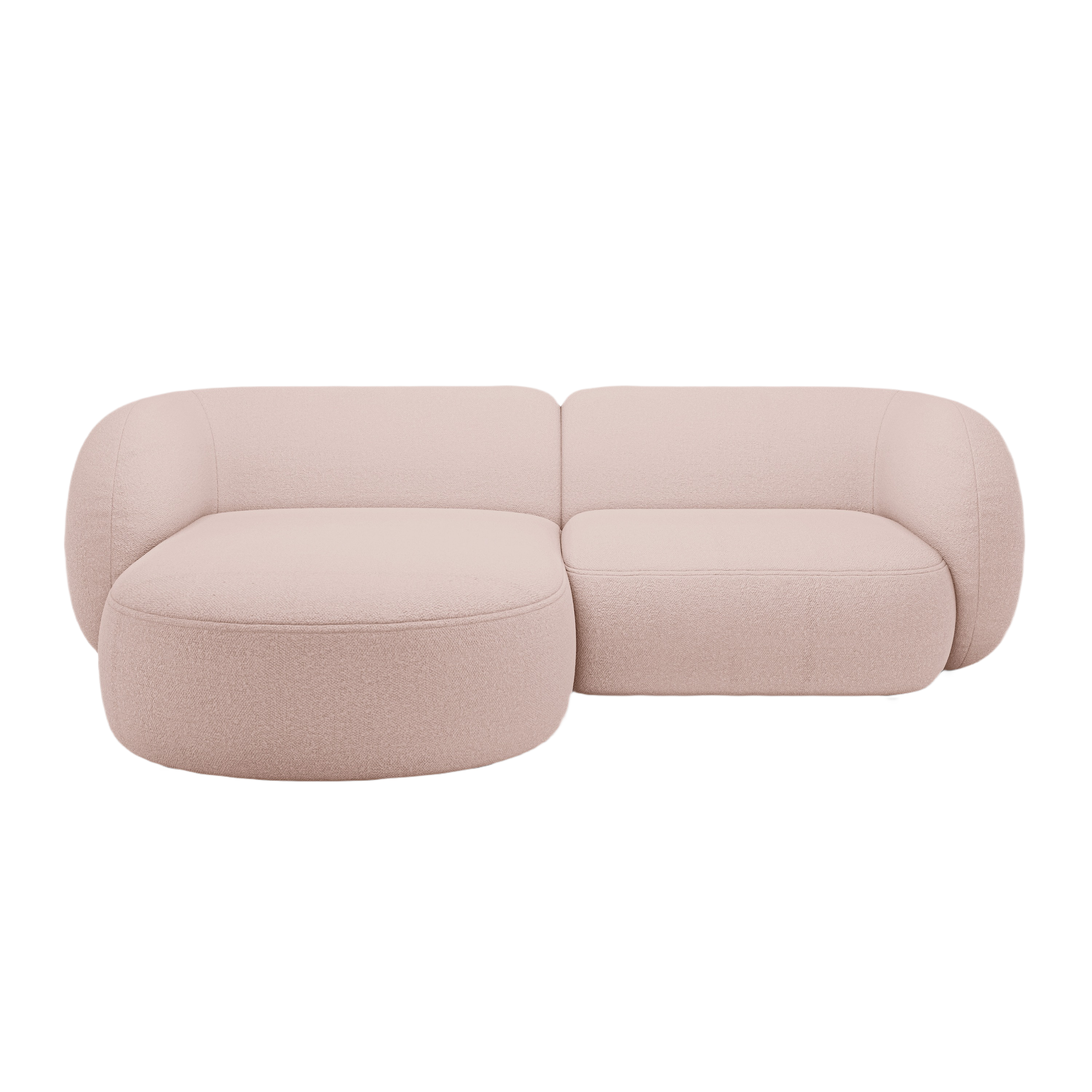 Linksseitige 2-sitzige Eckcouch KATE in rosa Boucle