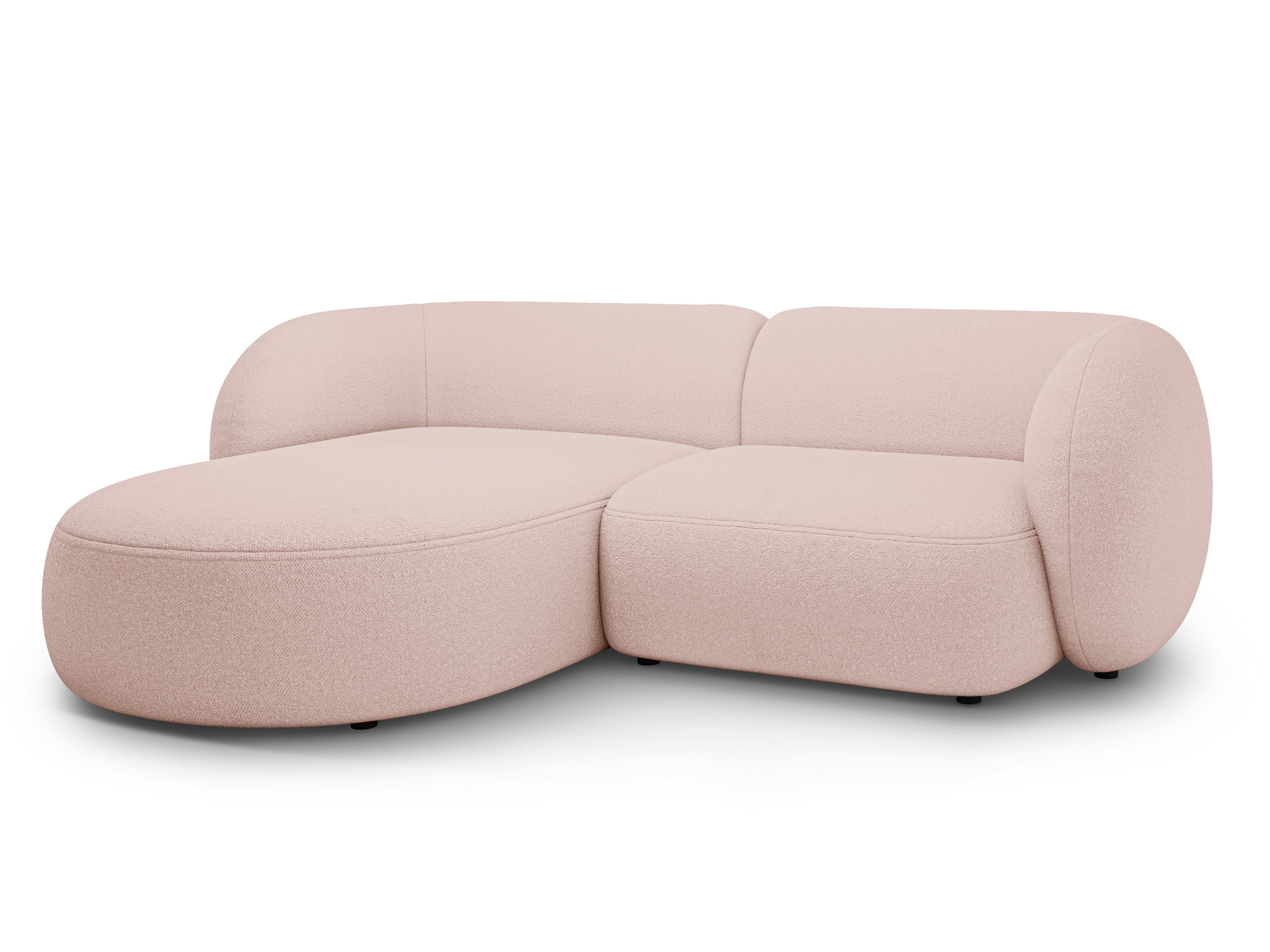Linksseitige 2-sitzige Eckcouch KATE in rosa Boucle