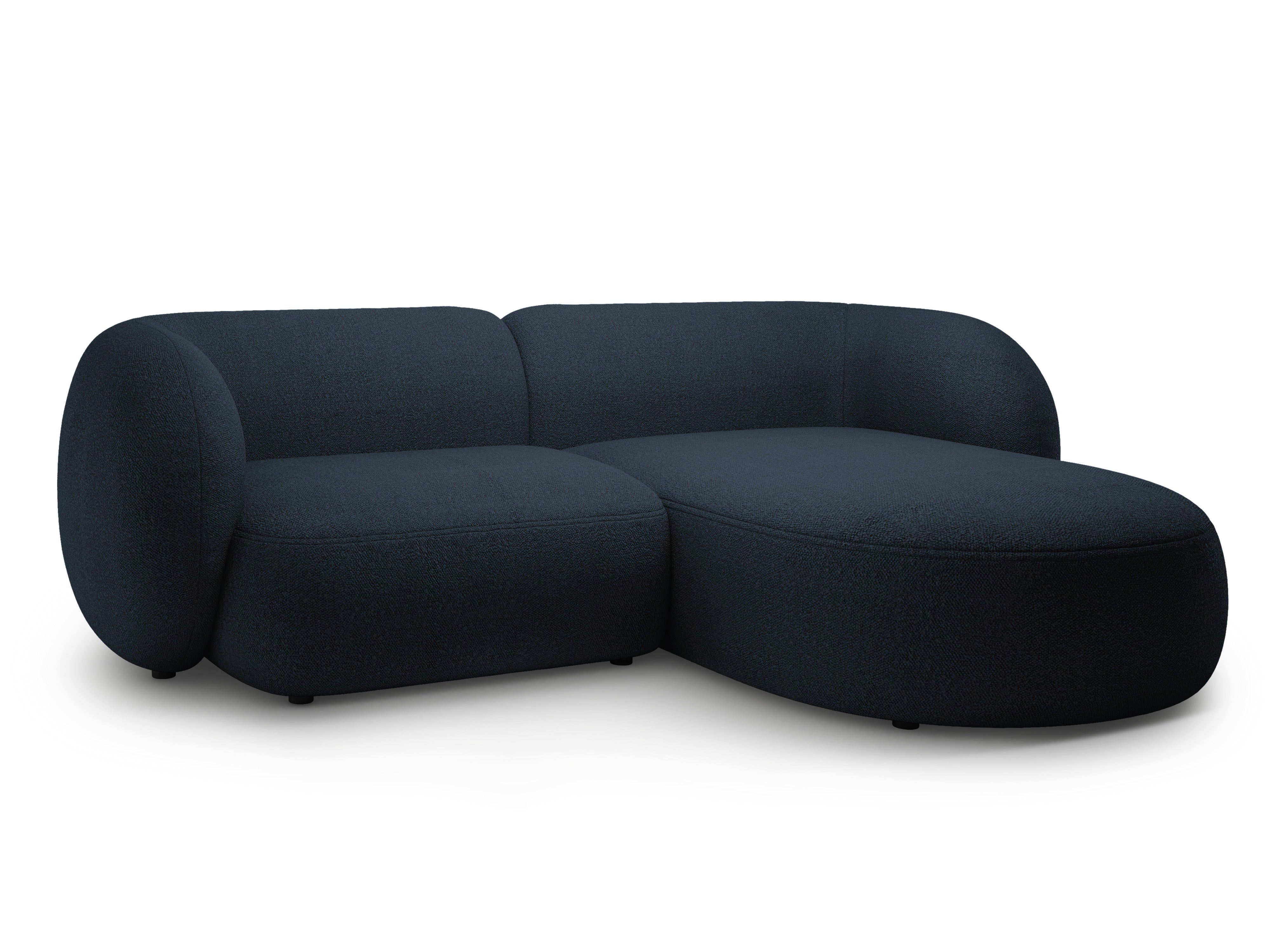 Rechtsseitige 2-Sitzer-Eckcouch KATE in marineblauem Boucle