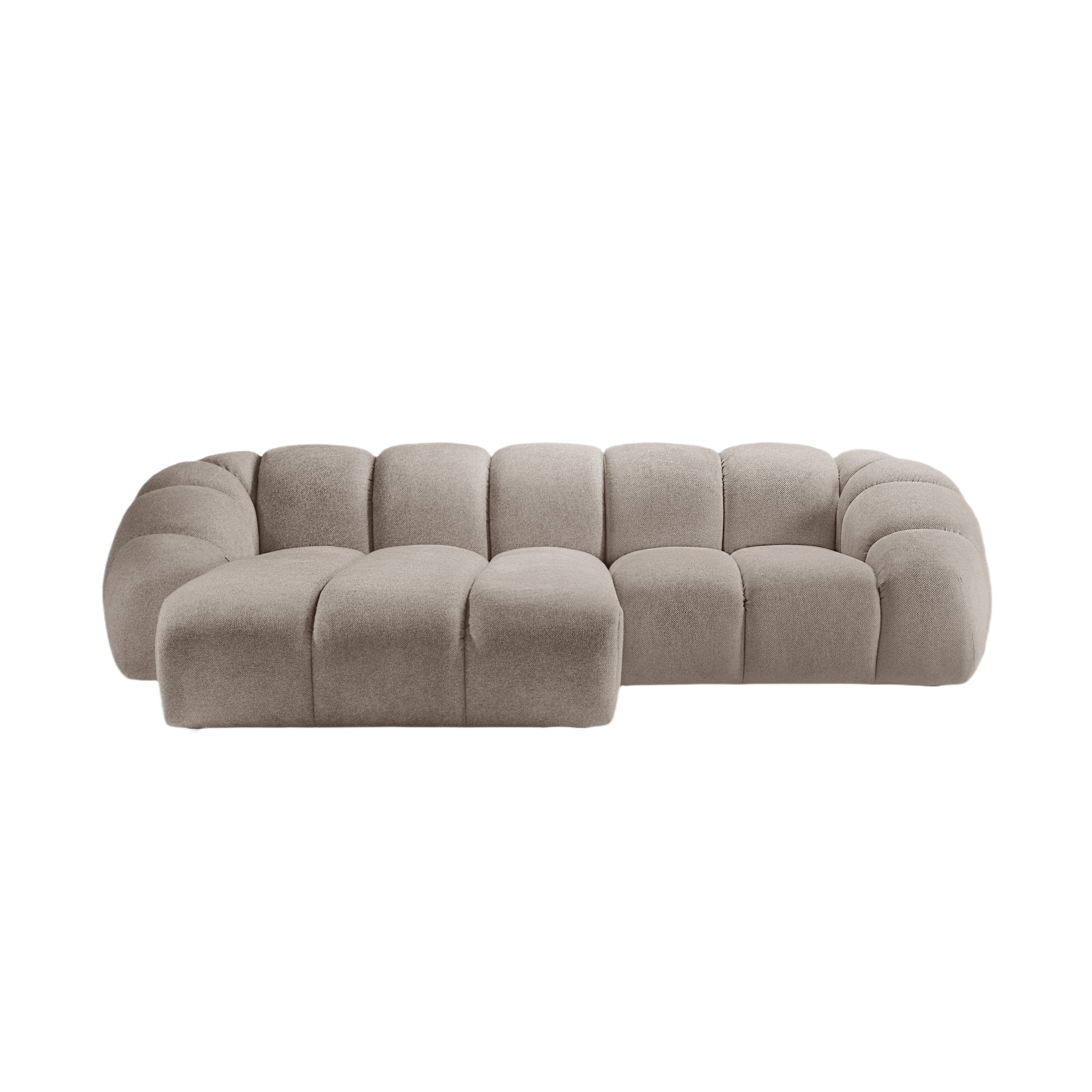 3-sitzige linke Eckcouch DIANA dunkelbeige Chenille