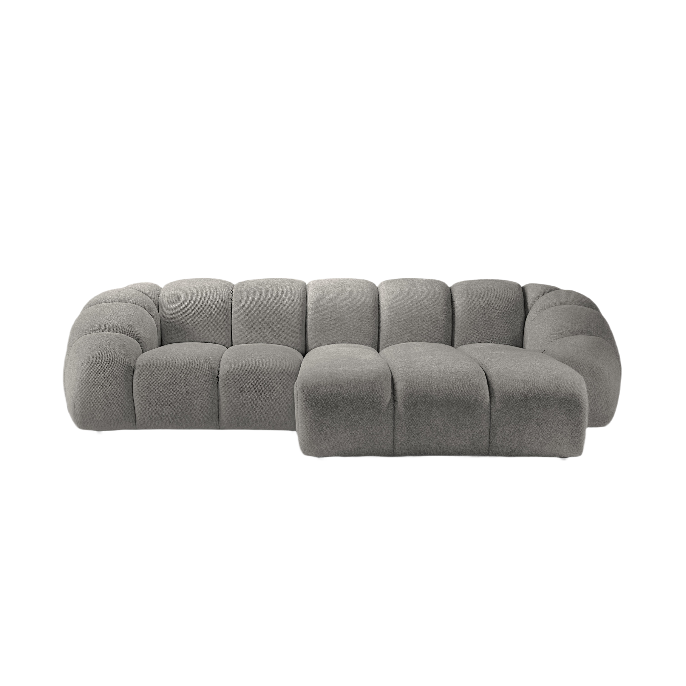 Right-facing 3-seater corner sofa DIANA light gray chenille