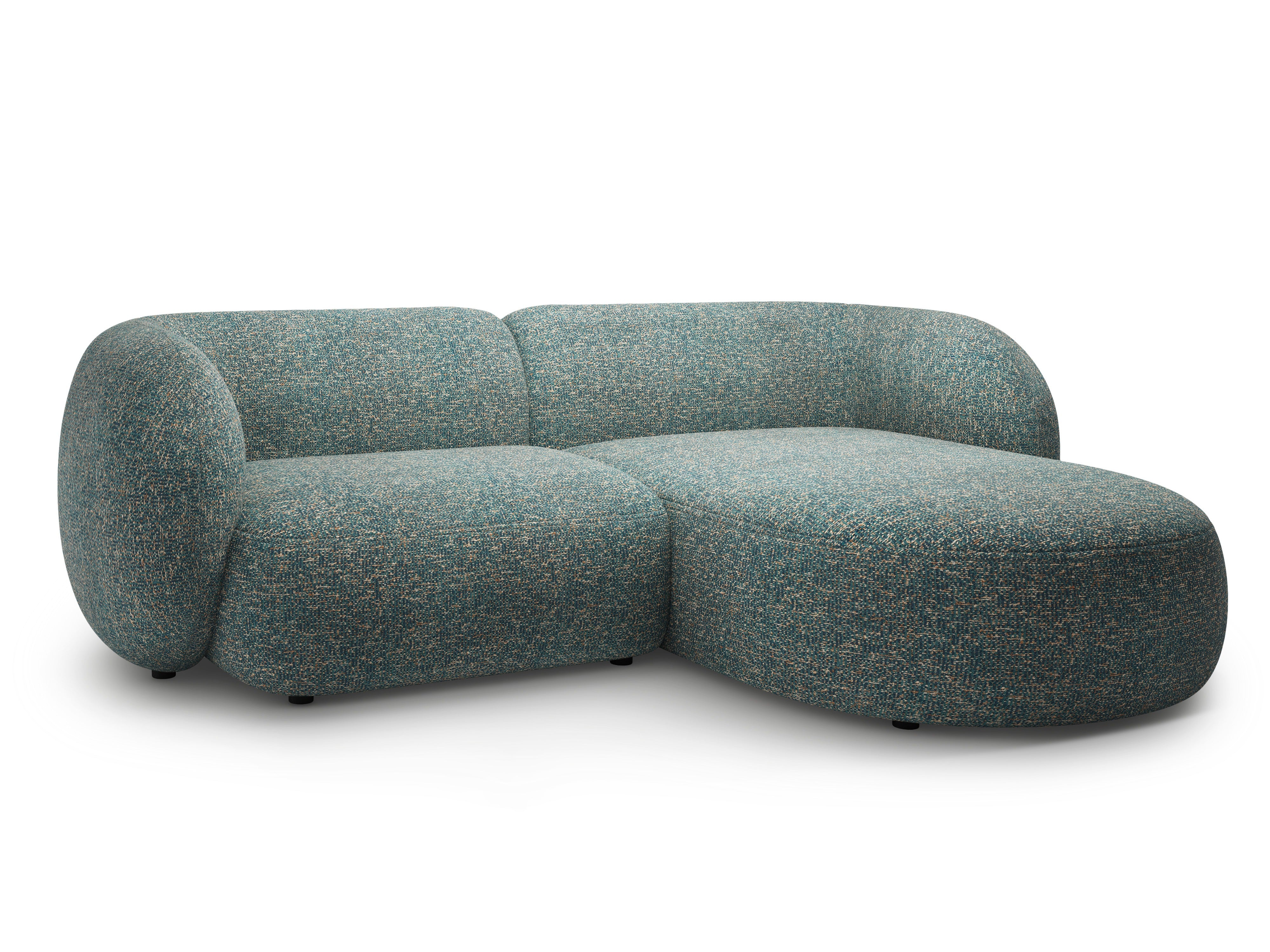 Rechtsseitige 2-Sitzer-Eckcouch KATE in blauer Melange