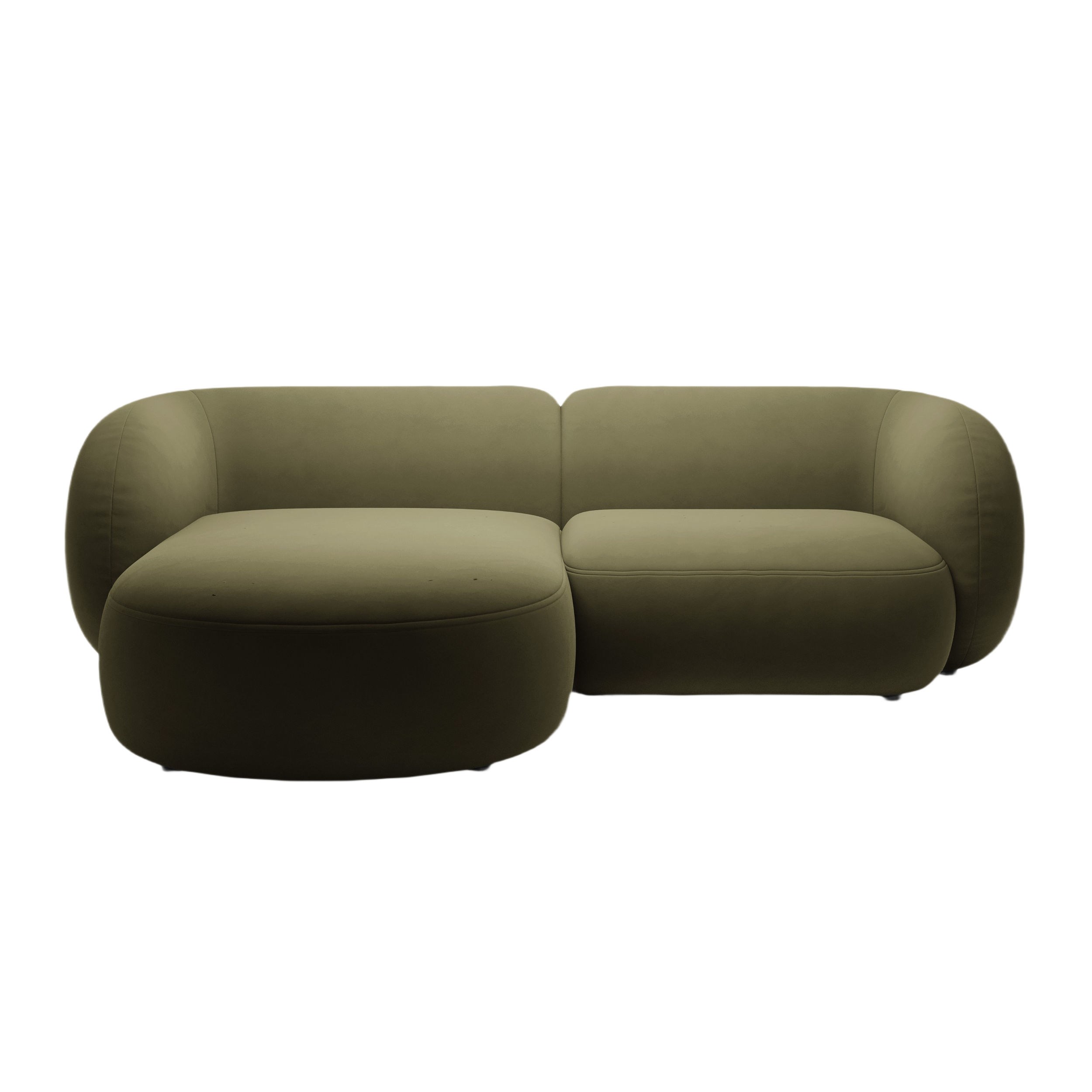Left-facing velvet corner sofa for 2 people KATE green