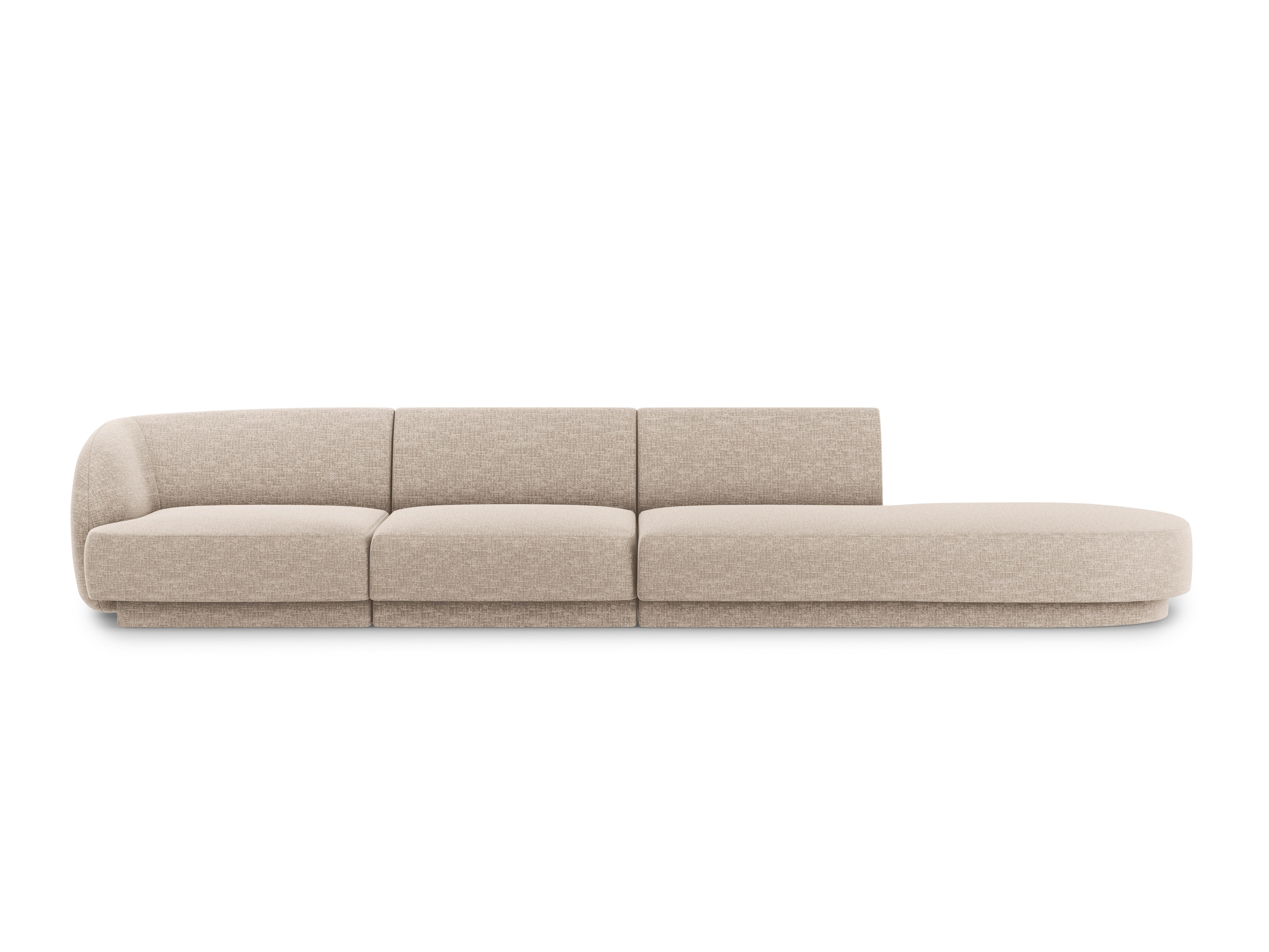 Sofa otwarta prawostronna 4-osobowa otwarta MILEY beżowy szenil