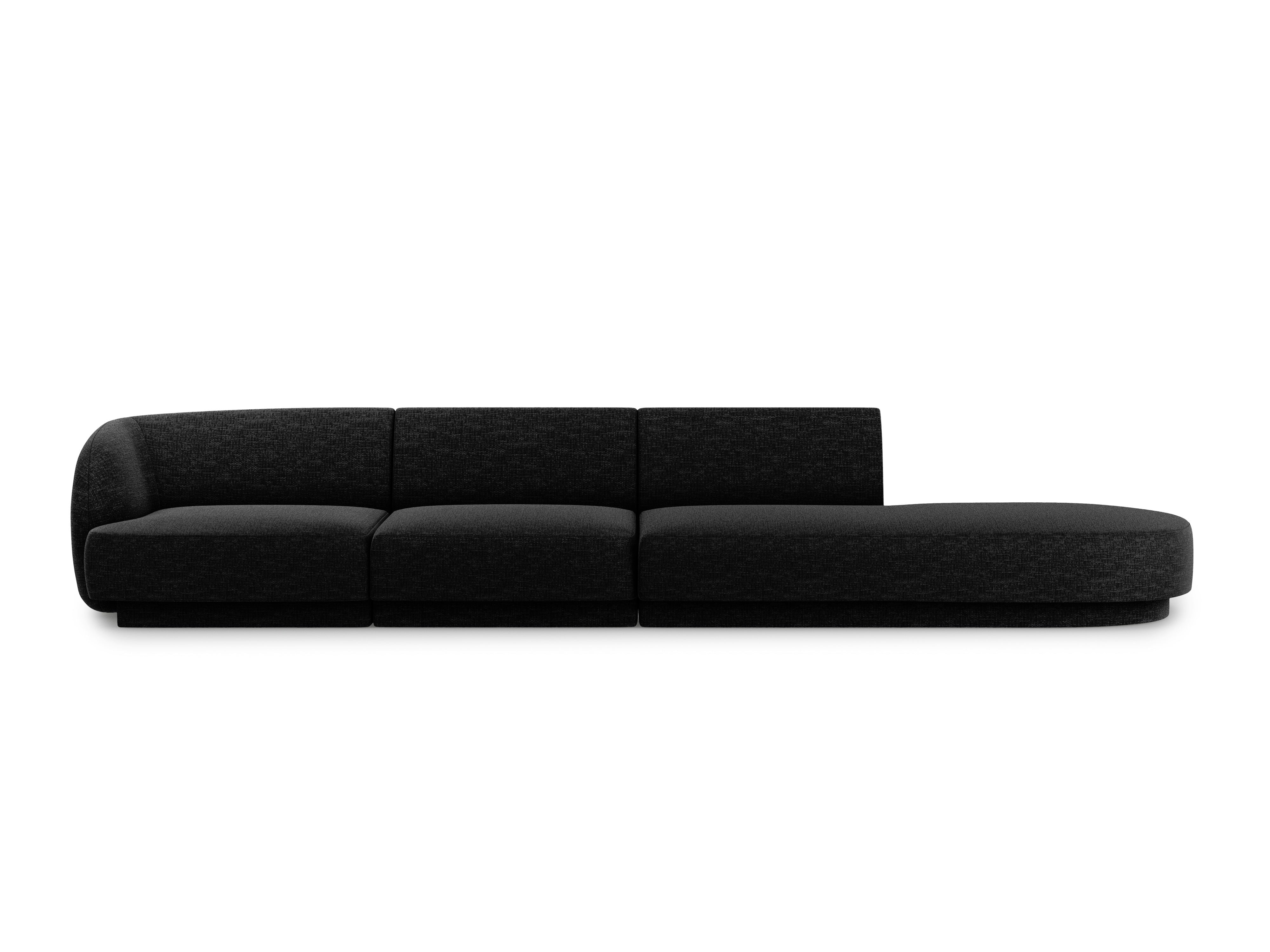 Sofa otwarta prawostronna 4-osobowa otwarta MILEY czarny szenil