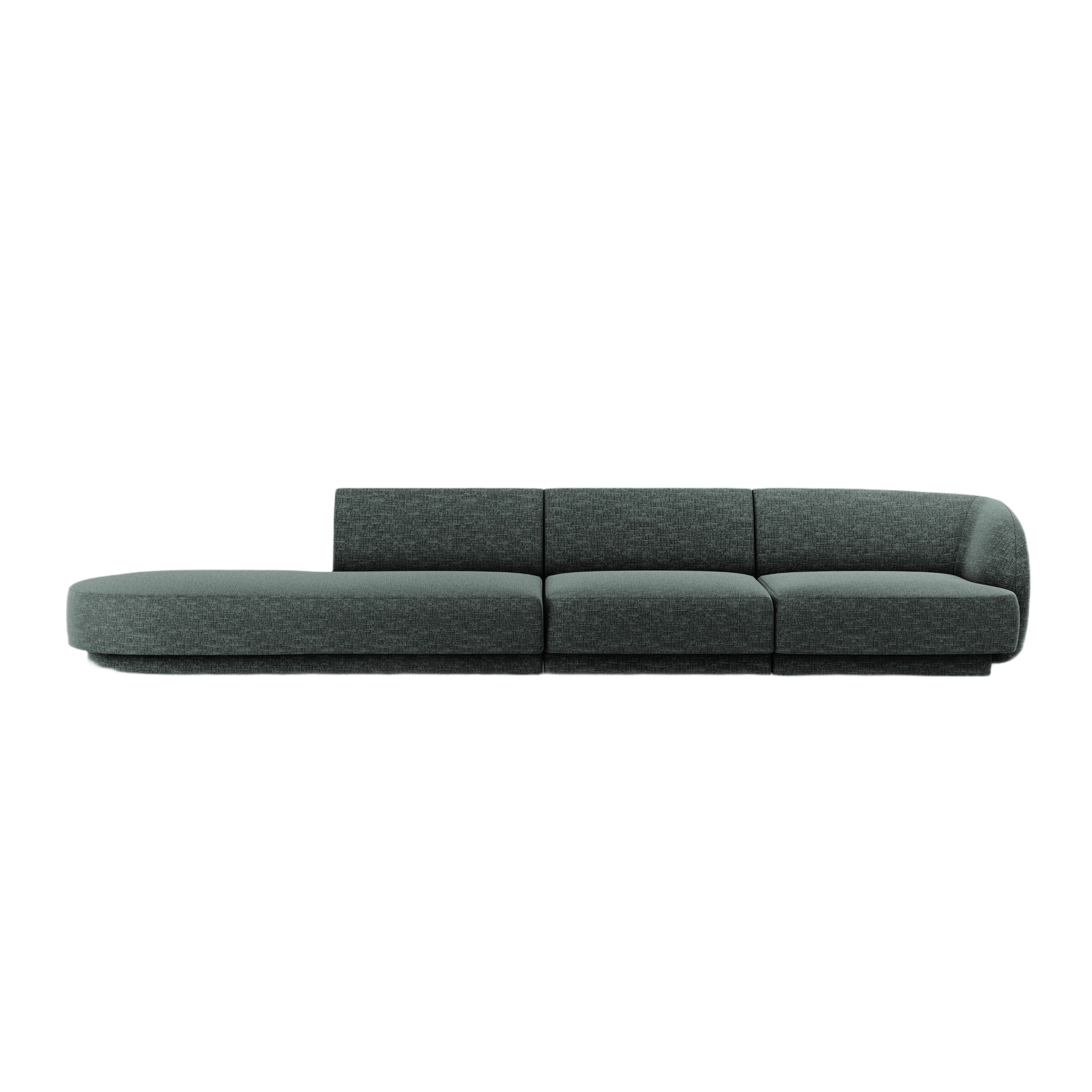 Sofa lewostronna 4-osobowa otwarta MILEY petrol szenil jedwabisty