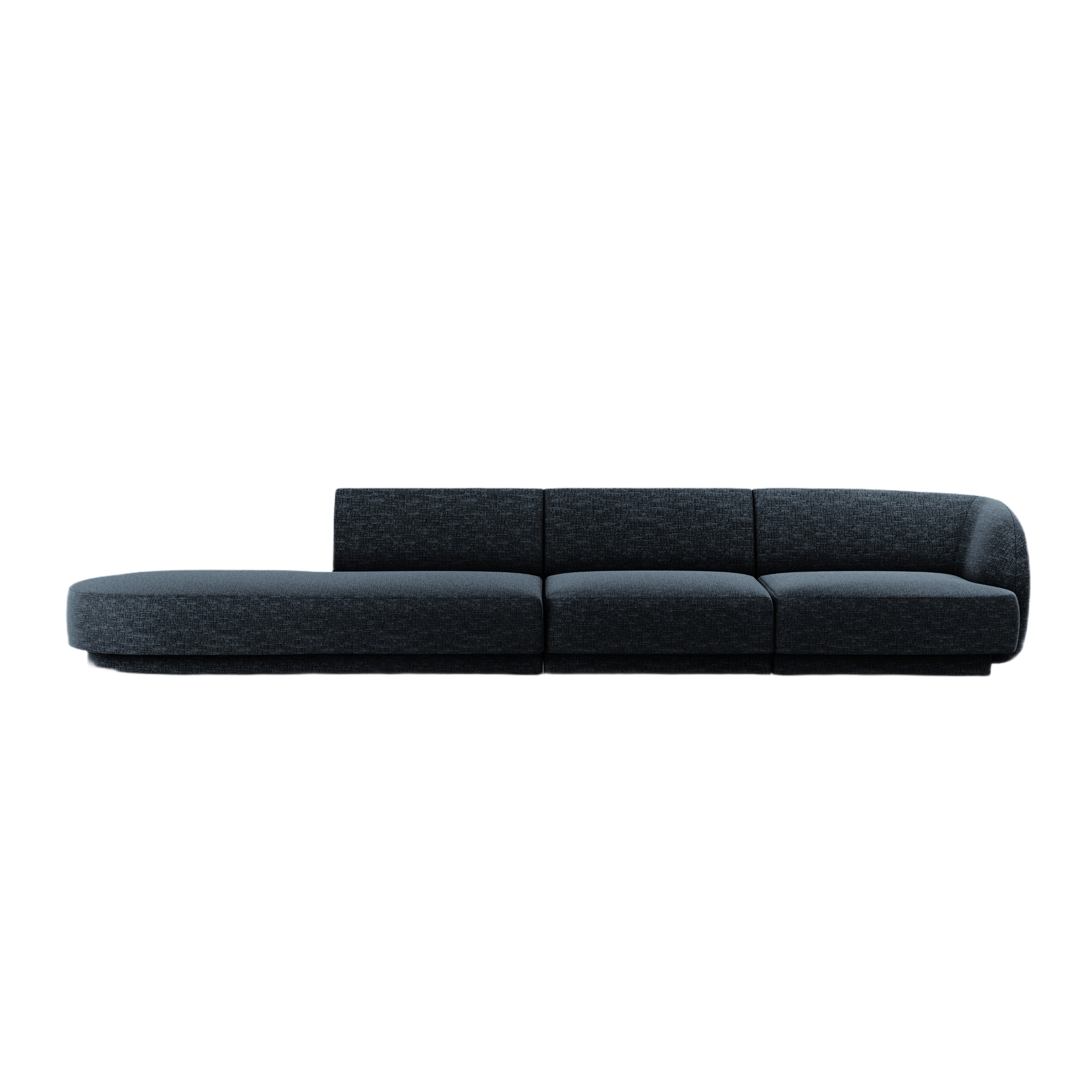 Sofa lewostronna 4-osobowa otwarta MILEY granatowy szenil jedwabisty