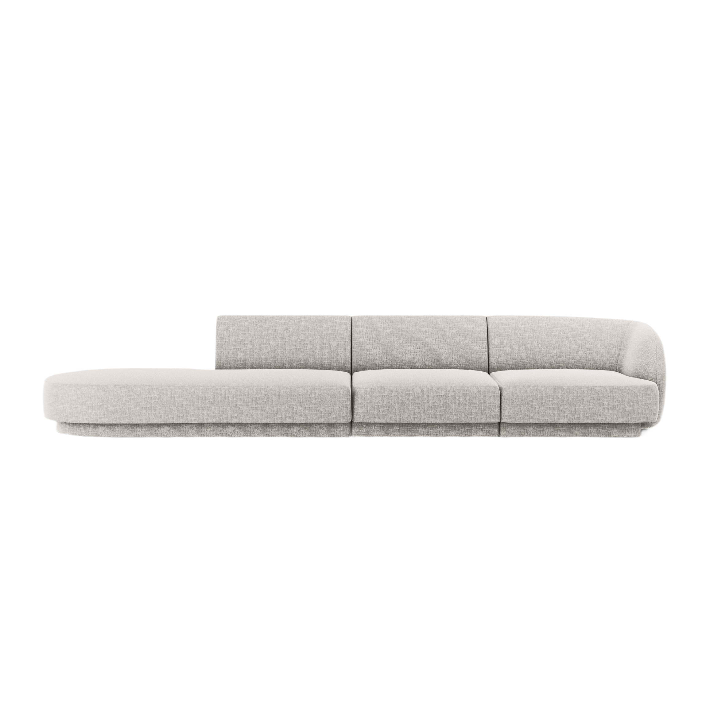 Sofa lewostronna 4-osobowa otwarta MILEY jasnoszary szenil jedwabisty