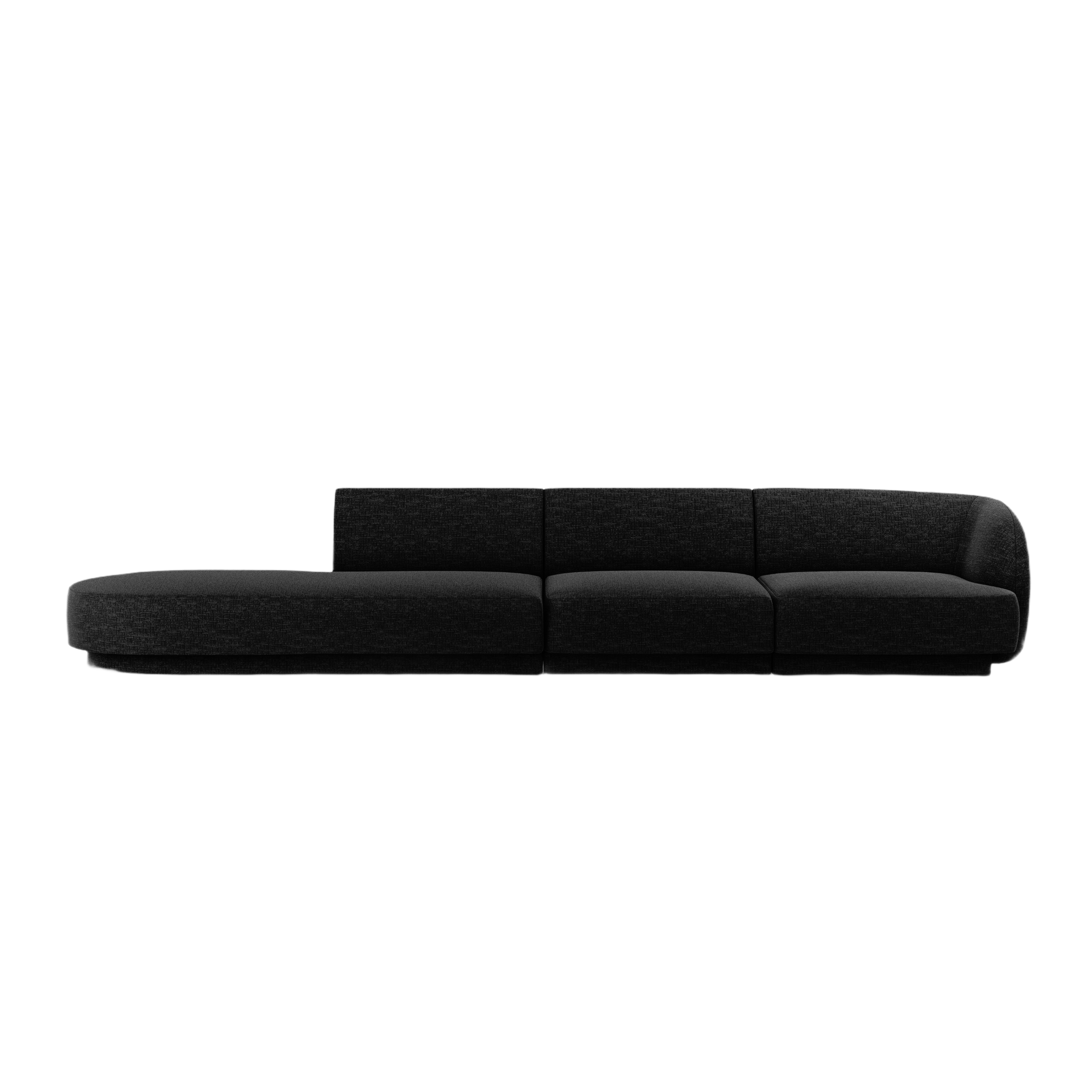 Sofa lewostronna 4-osobowa otwarta MILEY czarny szenil jedwabisty