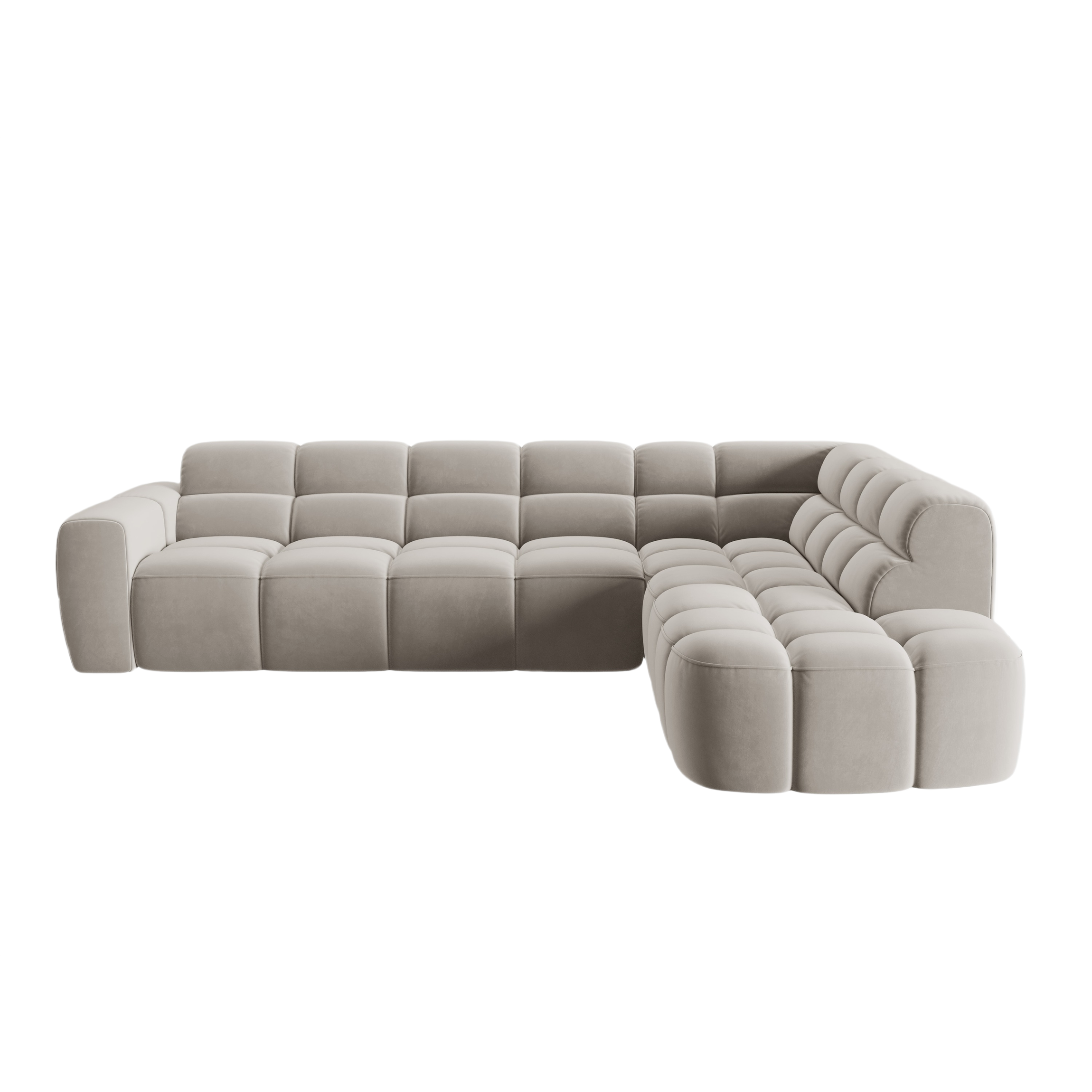 Samt-Ecksofa rechts LISA hellbeige