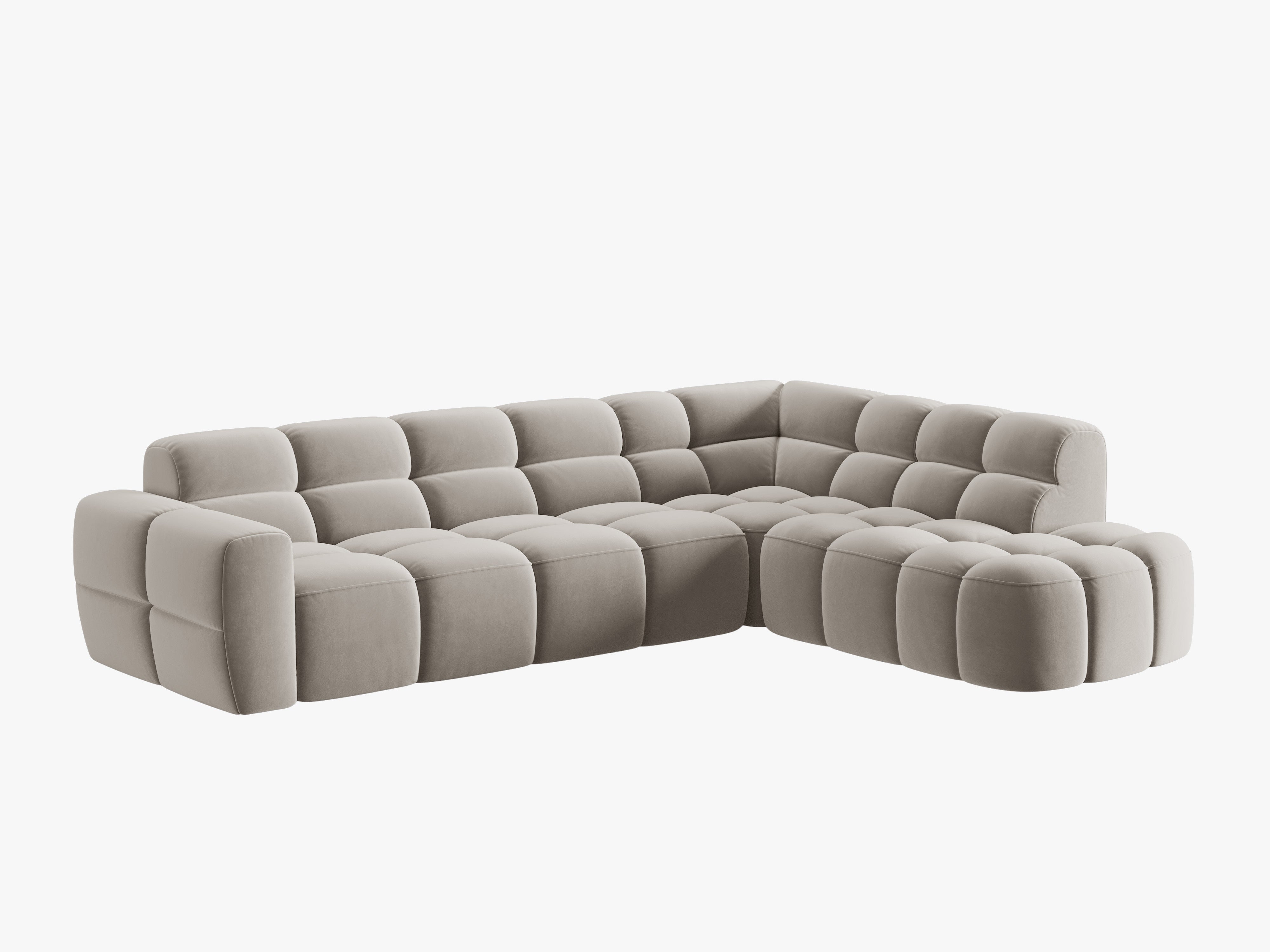 Samt-Ecksofa rechts LISA hellbeige