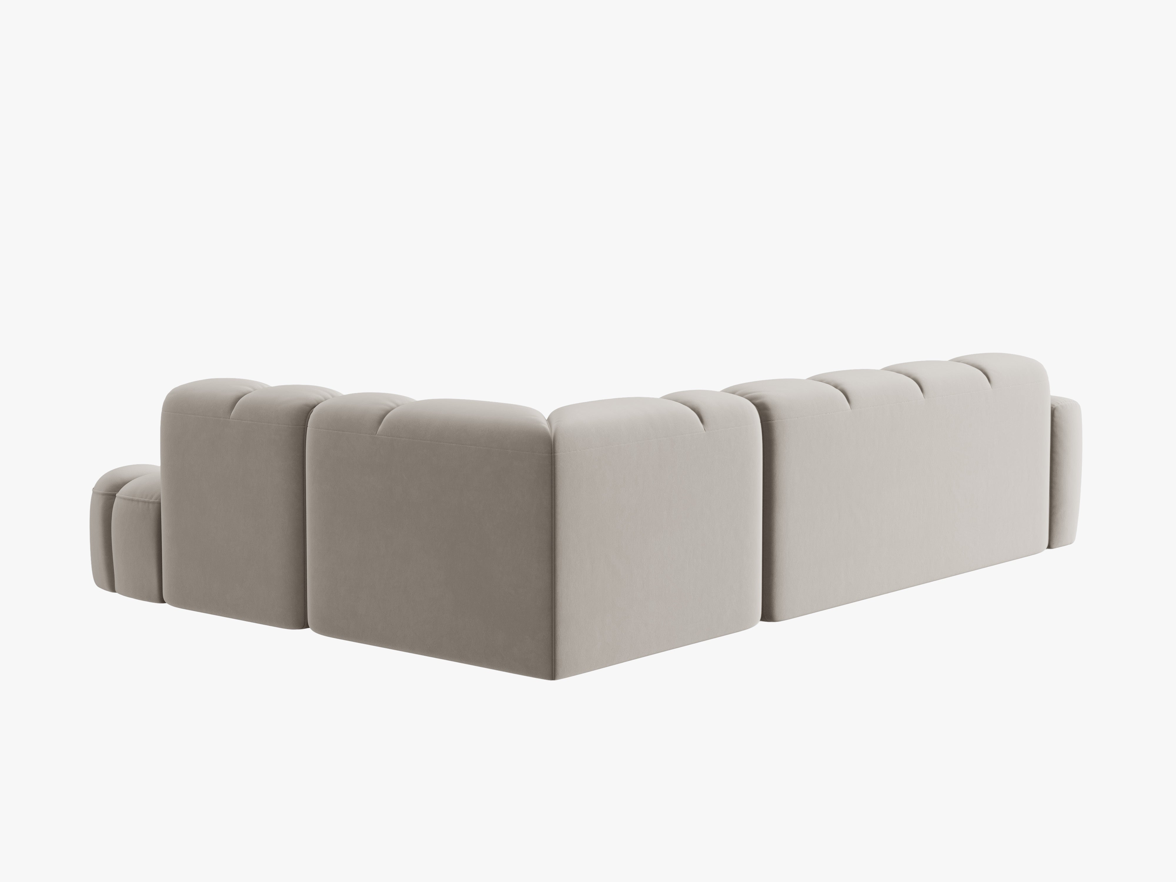 Samt-Ecksofa rechts LISA hellbeige