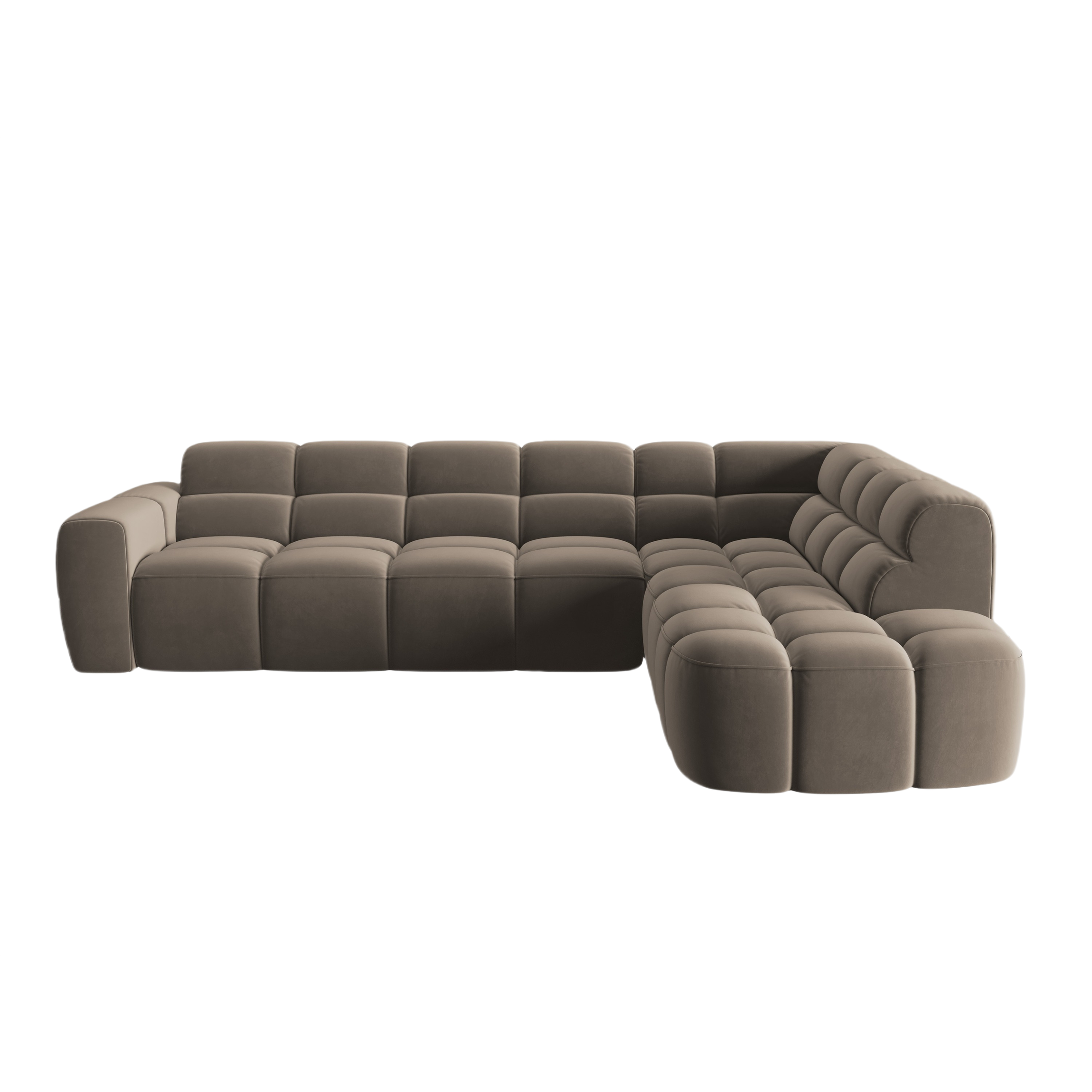 Samt-Ecksofa rechts LISA hellbraun