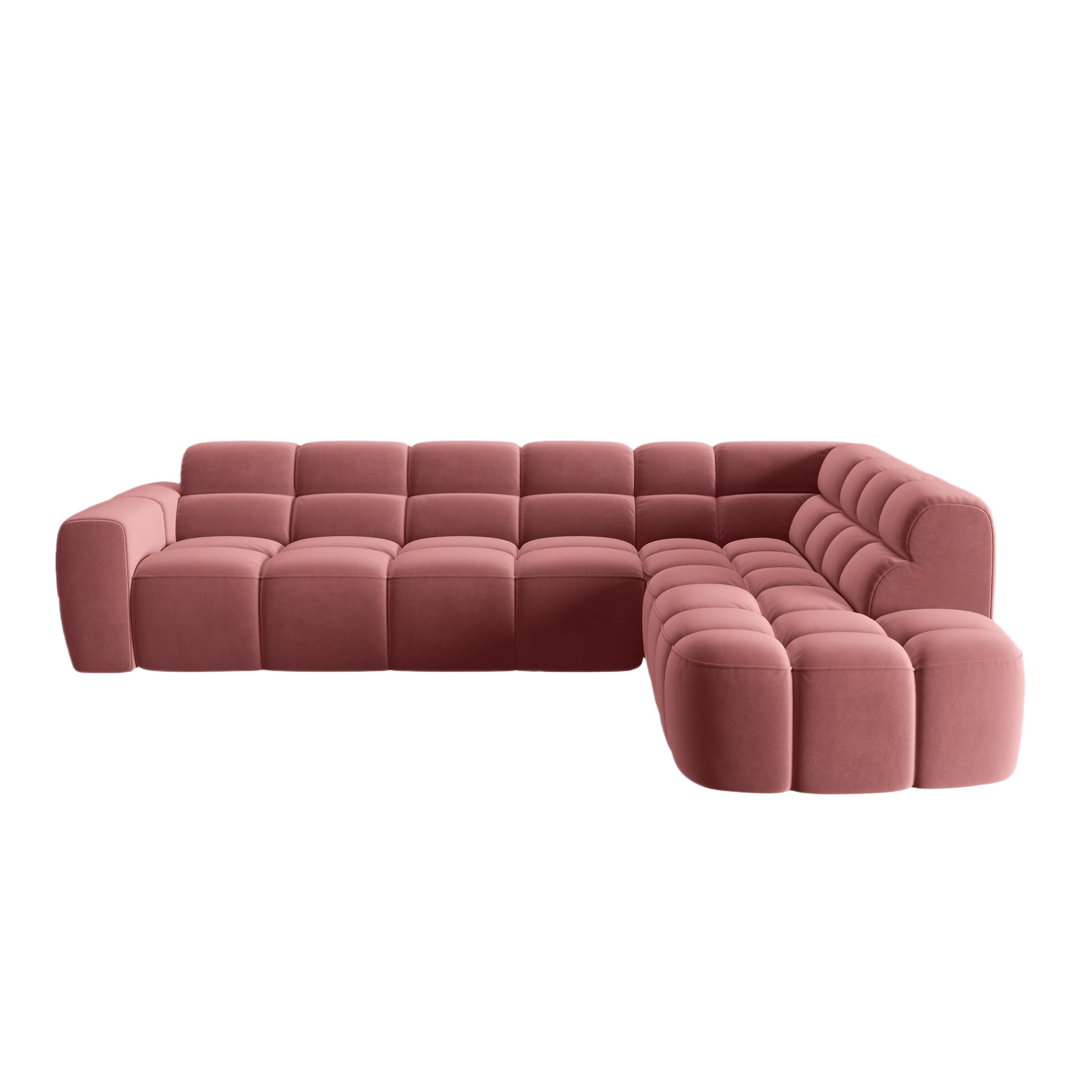 Samt-Ecksofa rechts LISA rosa