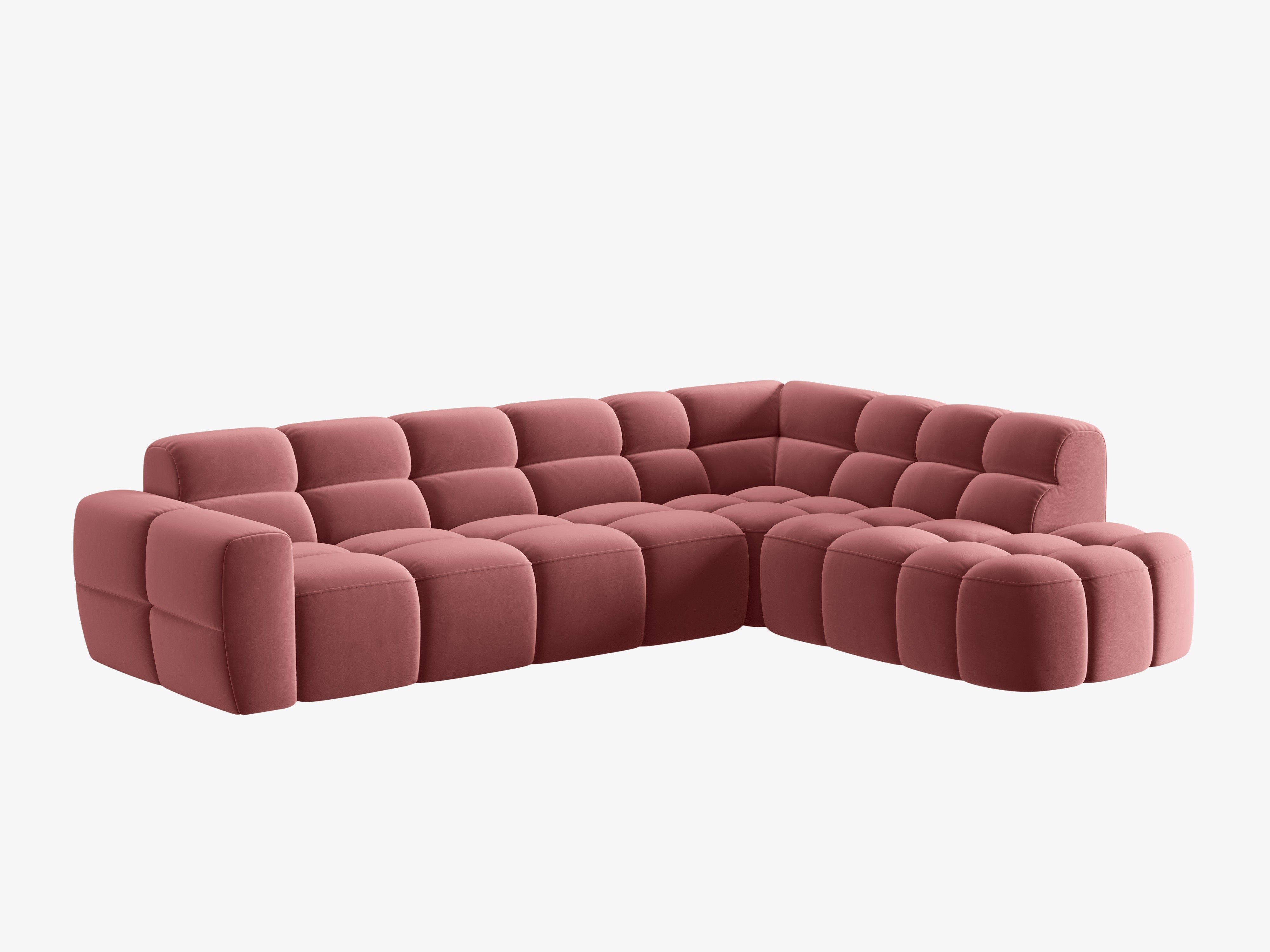 Samt-Ecksofa rechts LISA rosa