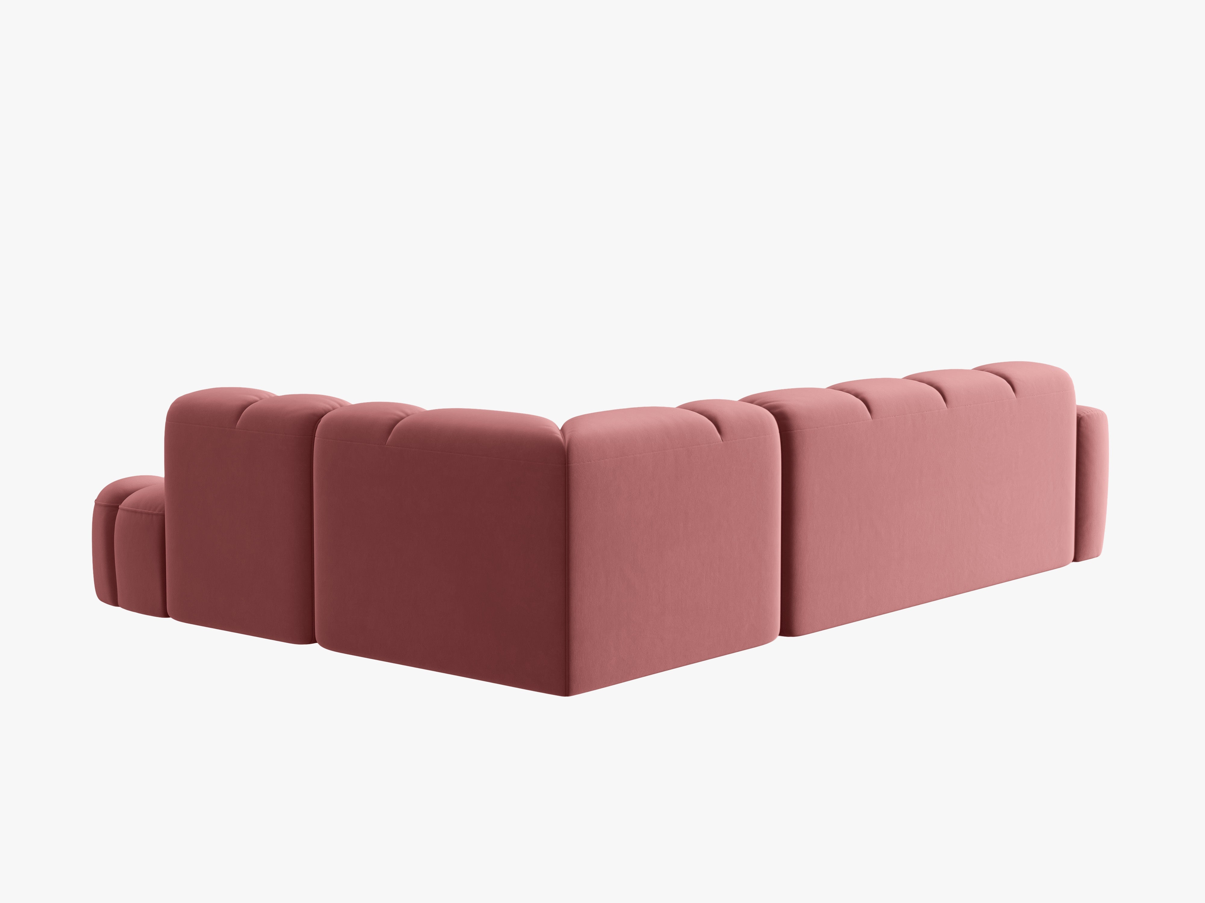 Samt-Ecksofa rechts LISA rosa