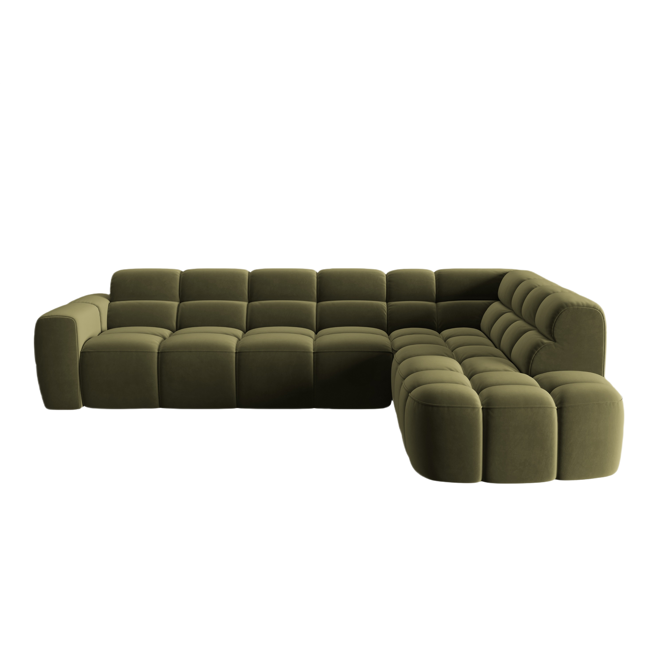 Sofa narożna aksamitna prawostronna LISA jasnozielony