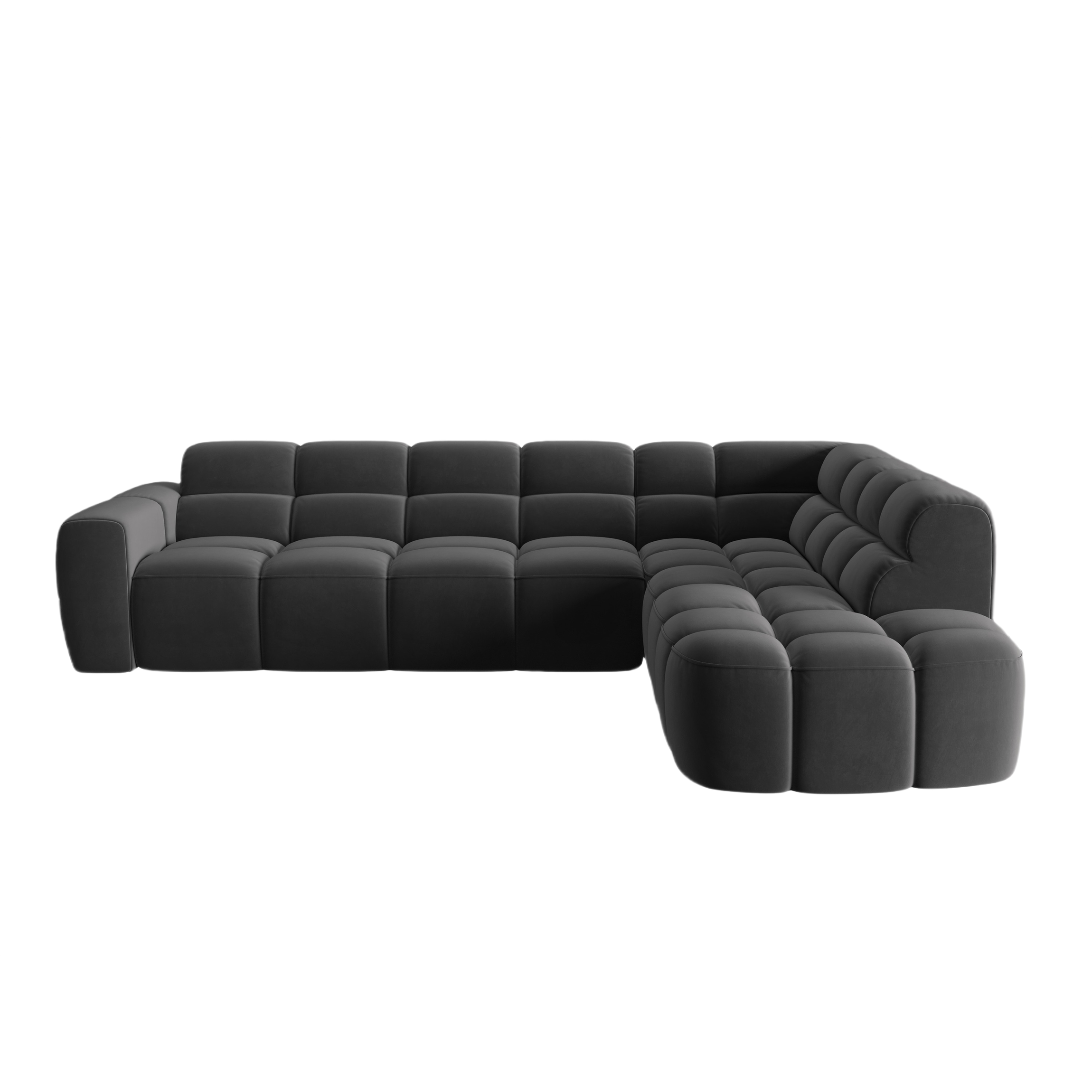 Sofa narożna aksamitna prawostronna LISA ciemnoszary